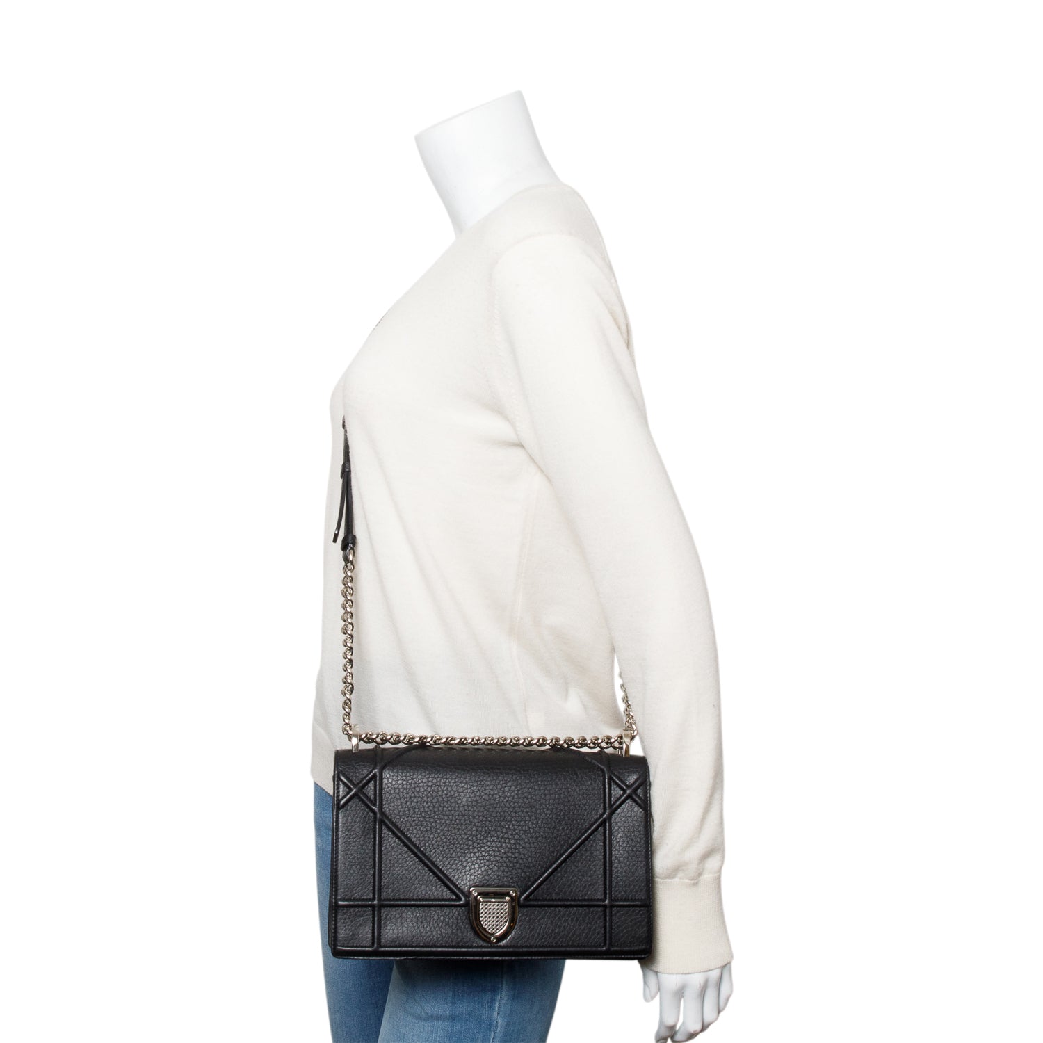 Dior Christian Calfskin ama Flap Bag Leather Black Travel Bag
