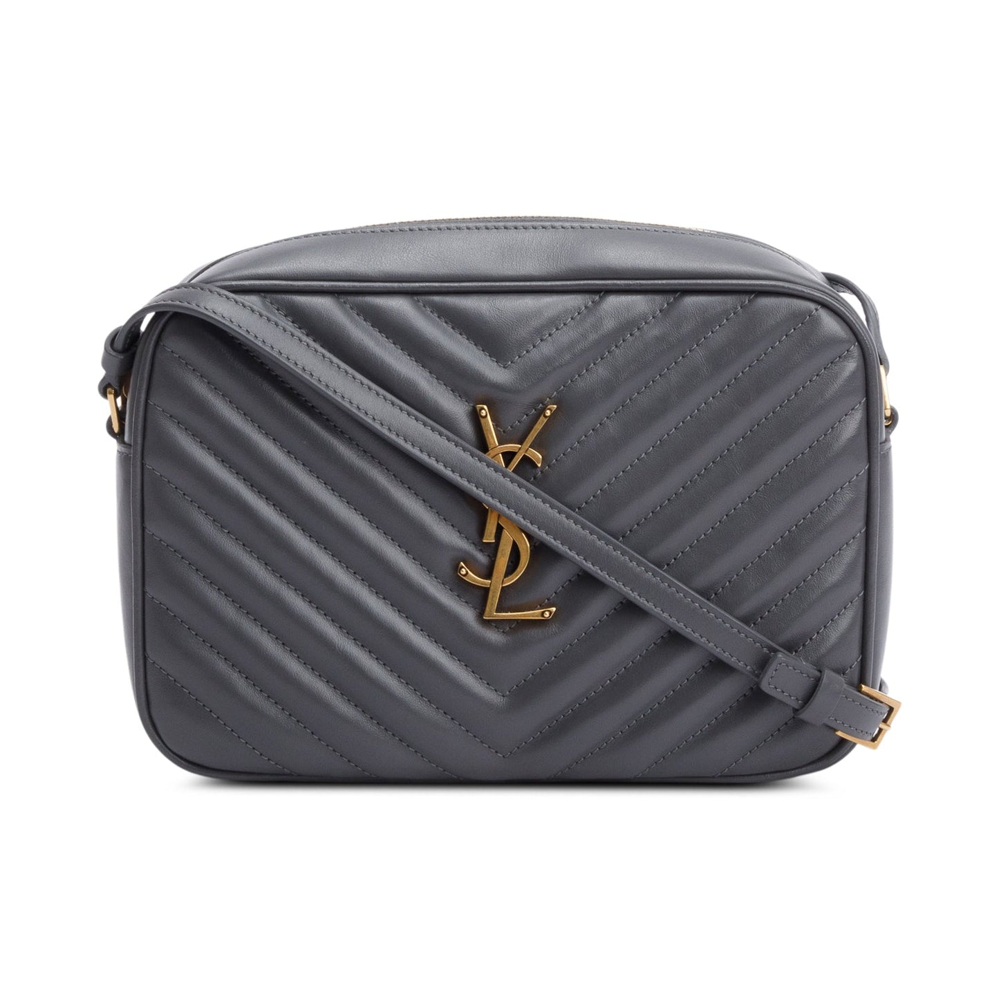 YSL Saint Laurent Grey Lou Camera Bag Leather Quilted Crossbody Bag