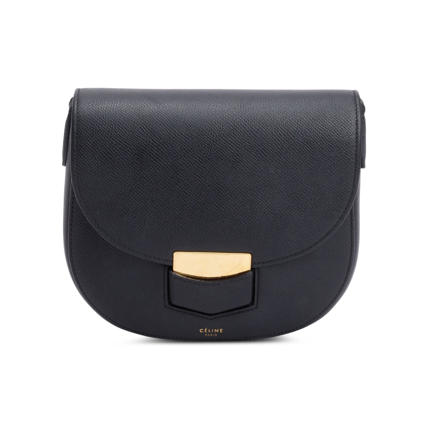 Celine Grained Trotteur Crossbody Bag Leather Black
