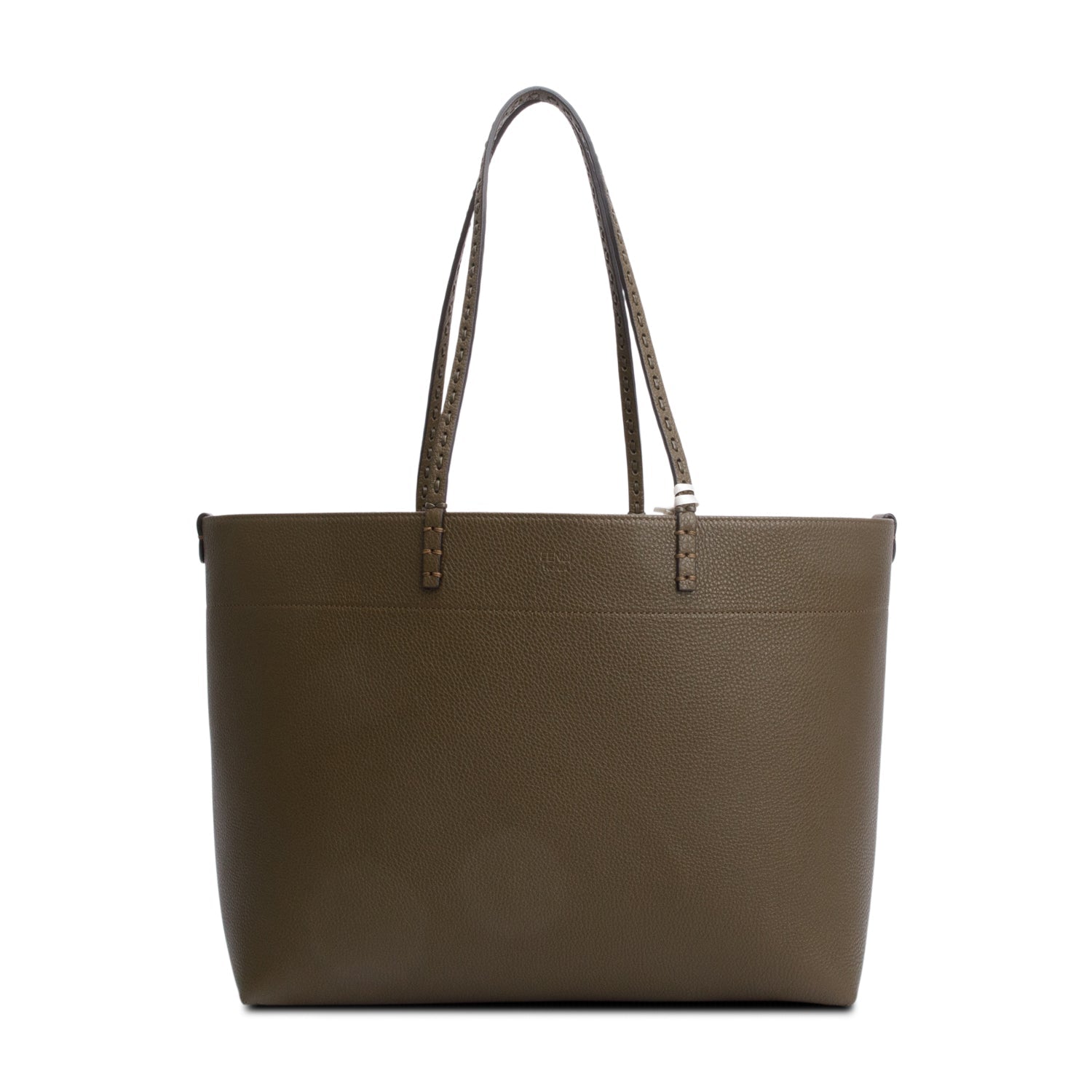 Fendi Grey Selleria Roll Tote Leather Medium Tote Bag