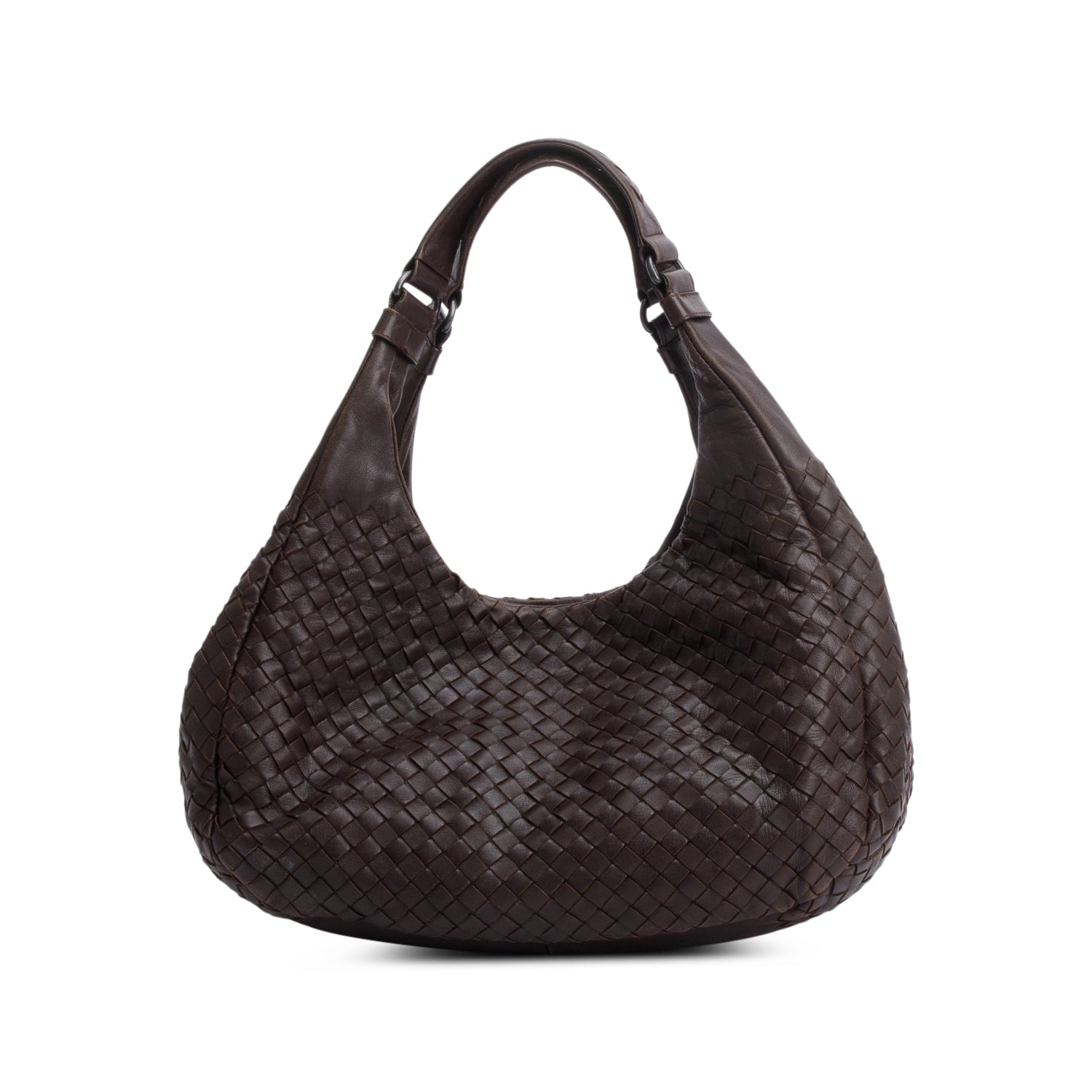 Bottega Veneta Intrecciato Campana Hobo Leather Brown Travel Bag