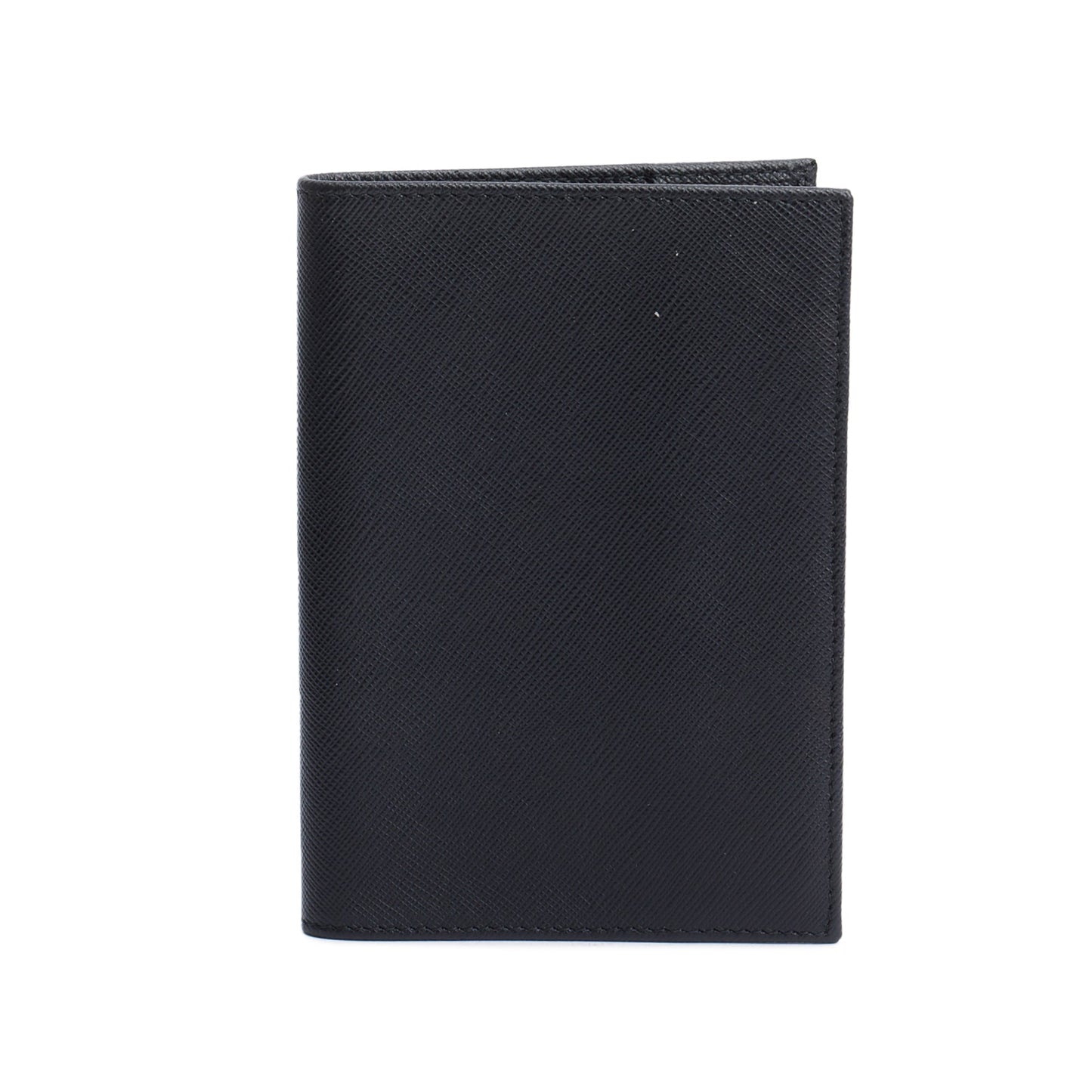 Prada Saffiano Passport Holder Handbag Leather Black Travel Bag