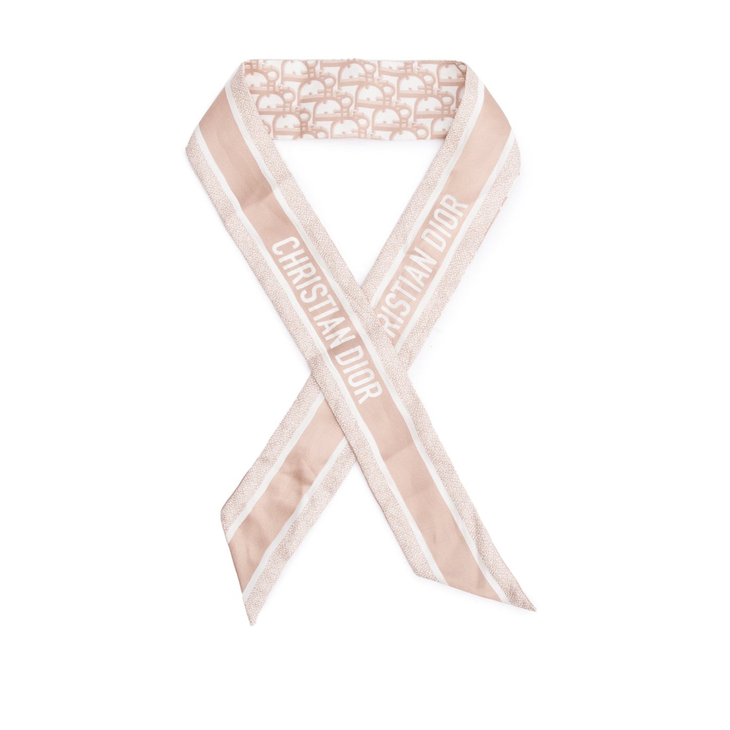 Dior Christian Rose Des Vents Mitzah Silk Twilly Beige Travel Bag