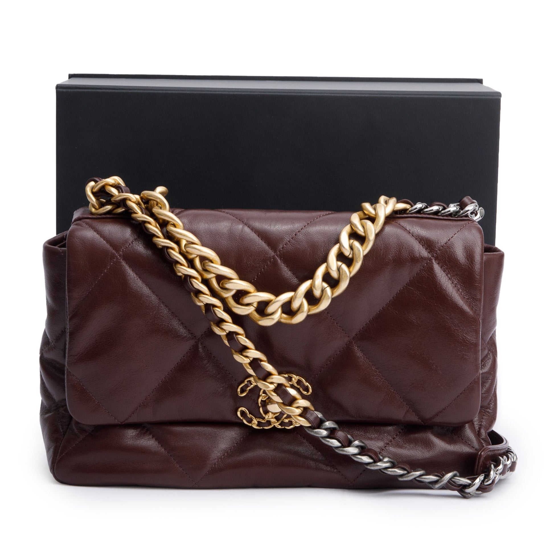 Chanel Burgundy 19 Flap Leather Lambskin Travel Bag