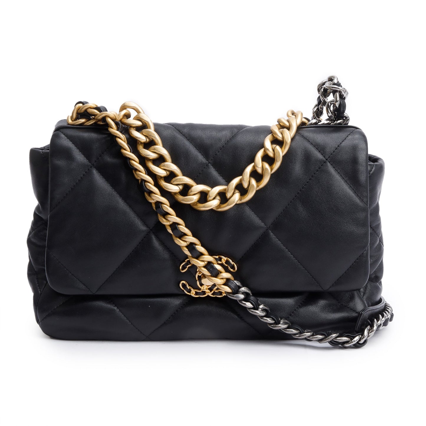 Chanel 19 Flap Leather Lambskin Black Travel Bag Flap Bag