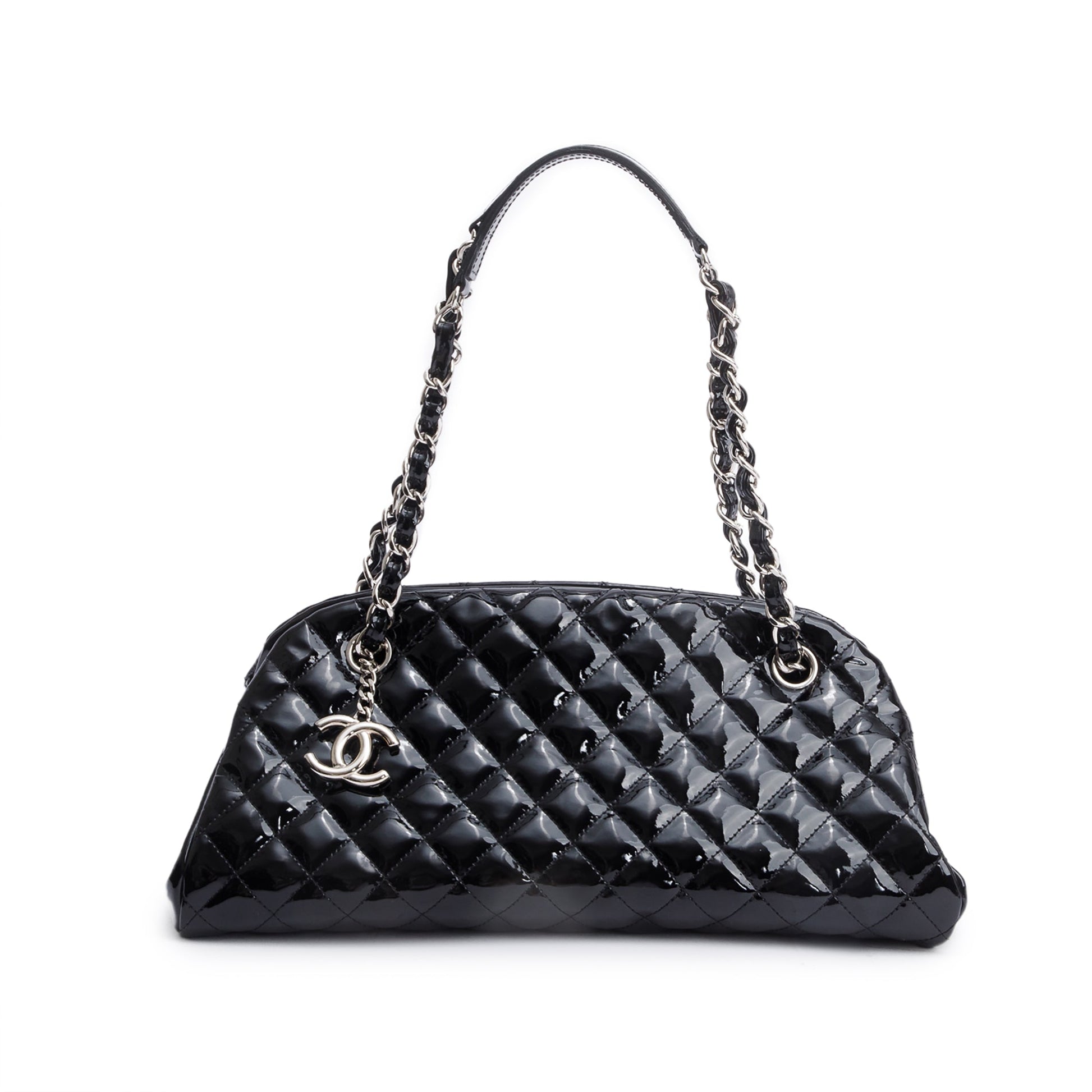 Chanel Quilted Just Mademoiselle Bowler Leather Black Travel Bag
