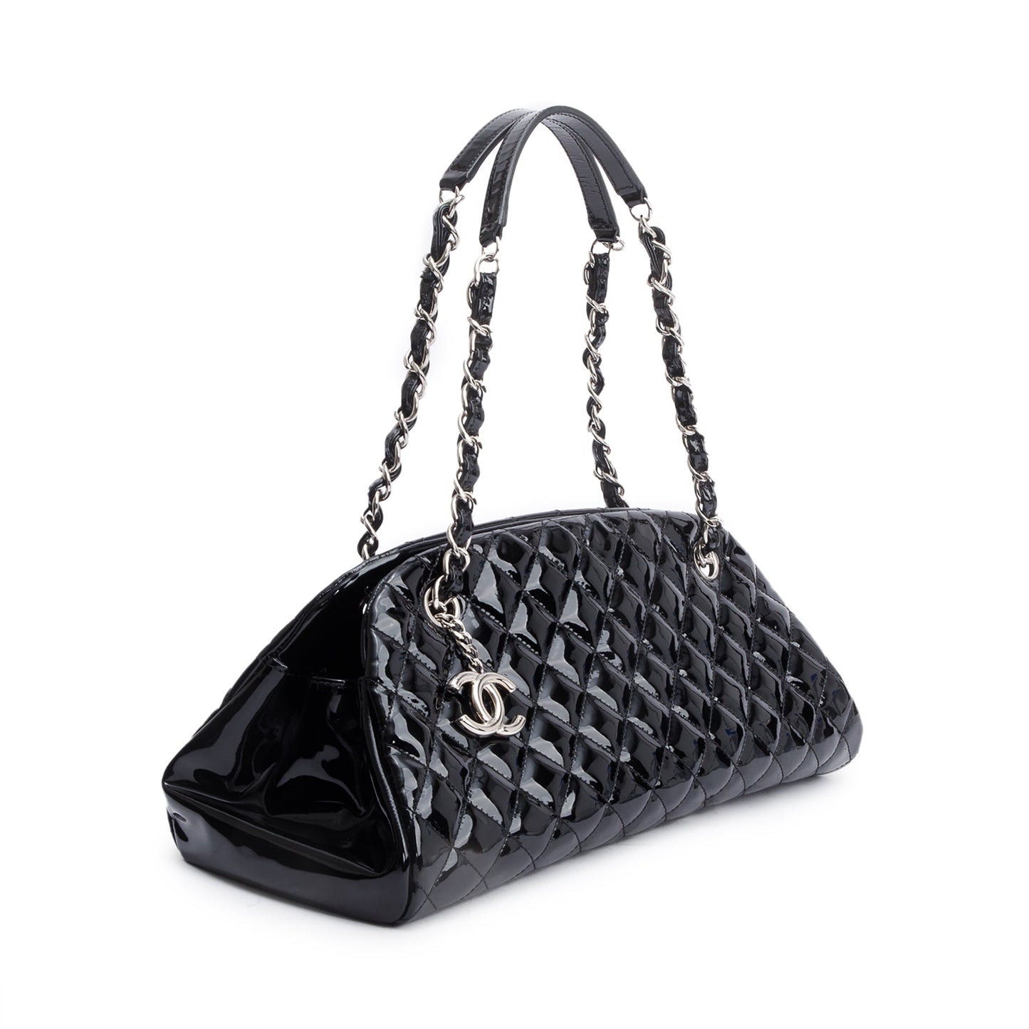 Chanel Quilted Just Mademoiselle Bowler Leather Black Travel Bag