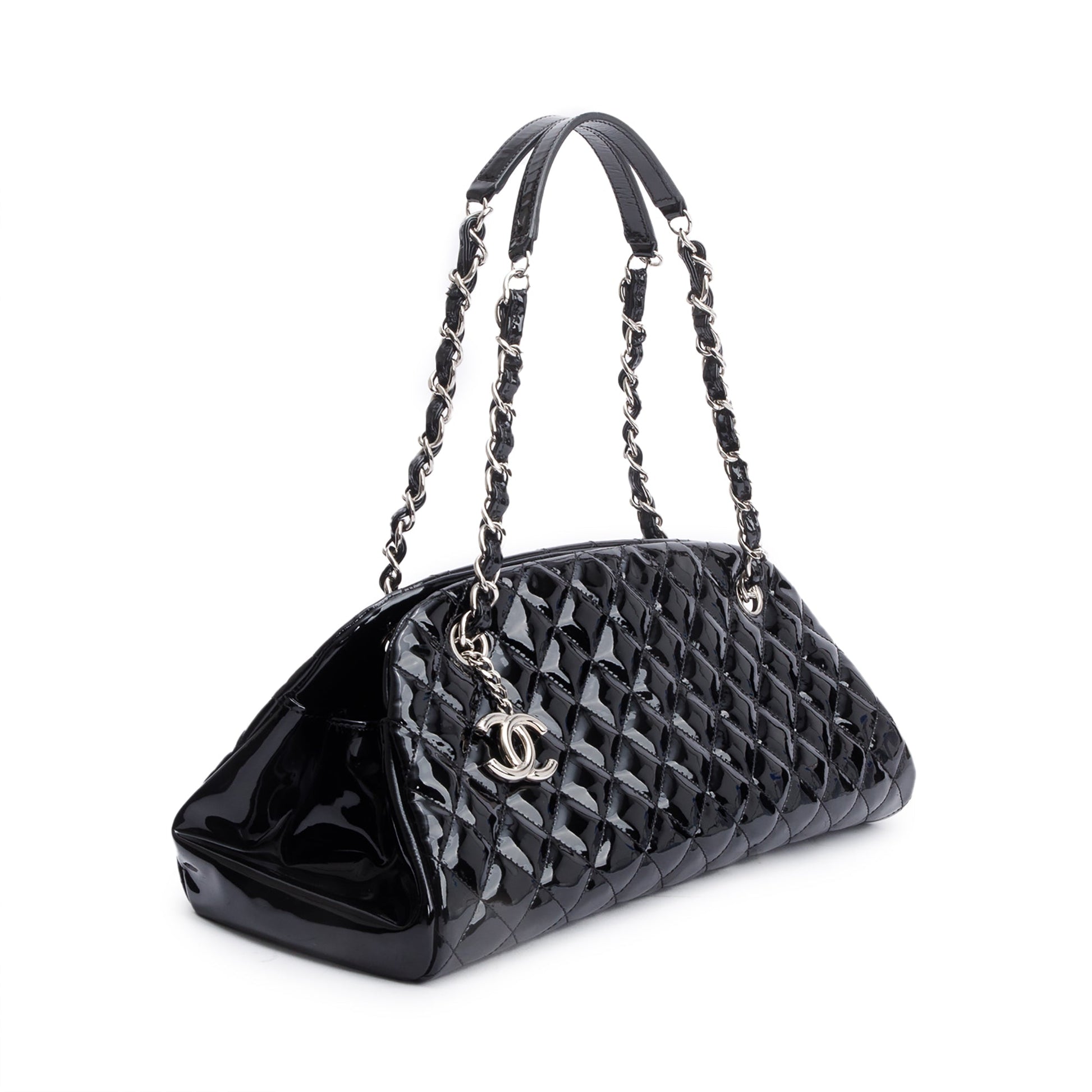 Chanel Quilted Just Mademoiselle Bowler Leather Black Travel Bag