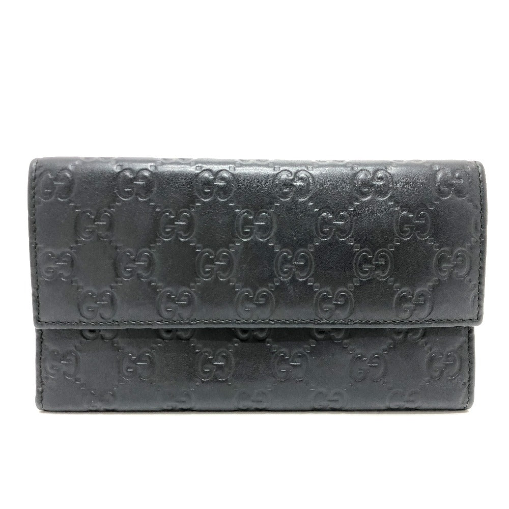 Gucci Trifold Sima line GG Leather Black Wallet Case