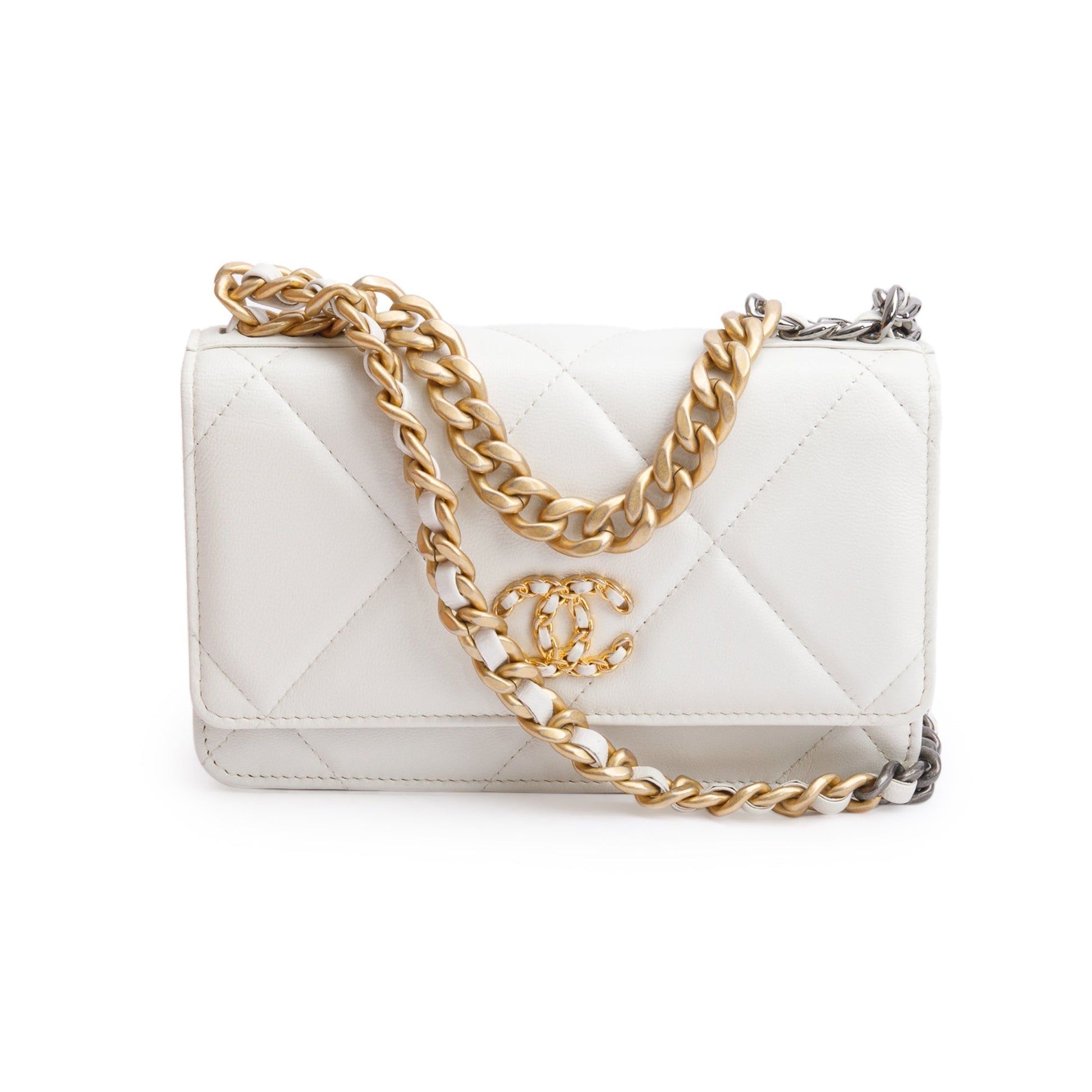 Chanel 19 On Leather Lambskin White Wallet Case