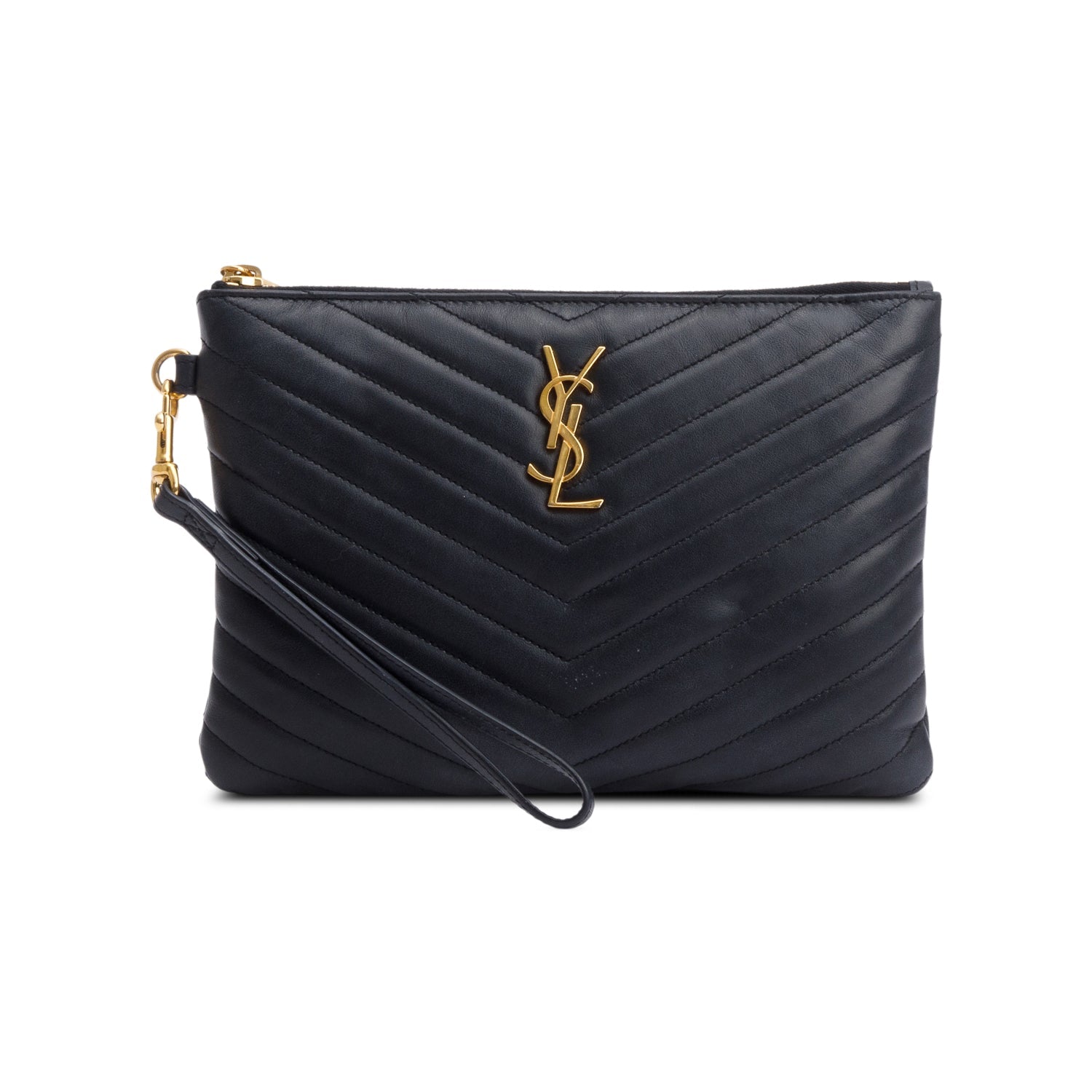 YSL Saint Laurent Cassandre Pouch Travel Bag Leather Matelasse