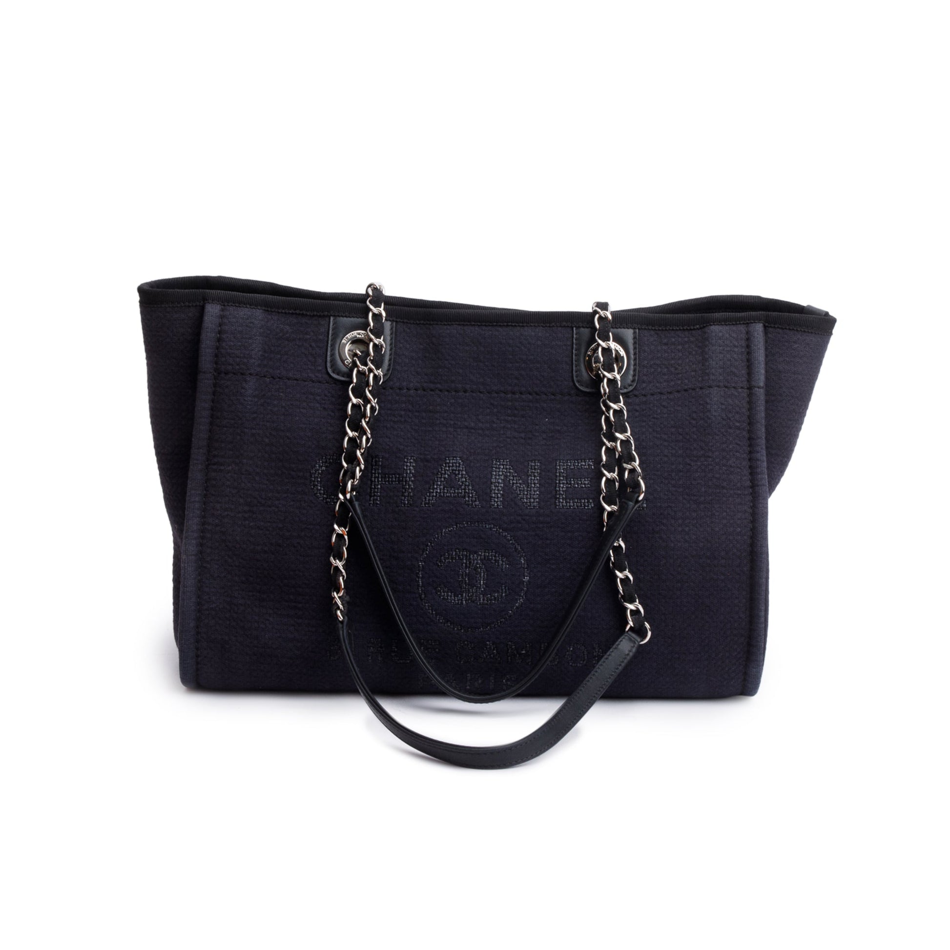Chanel Navy Mixed Fibers Deauville Travel Bag