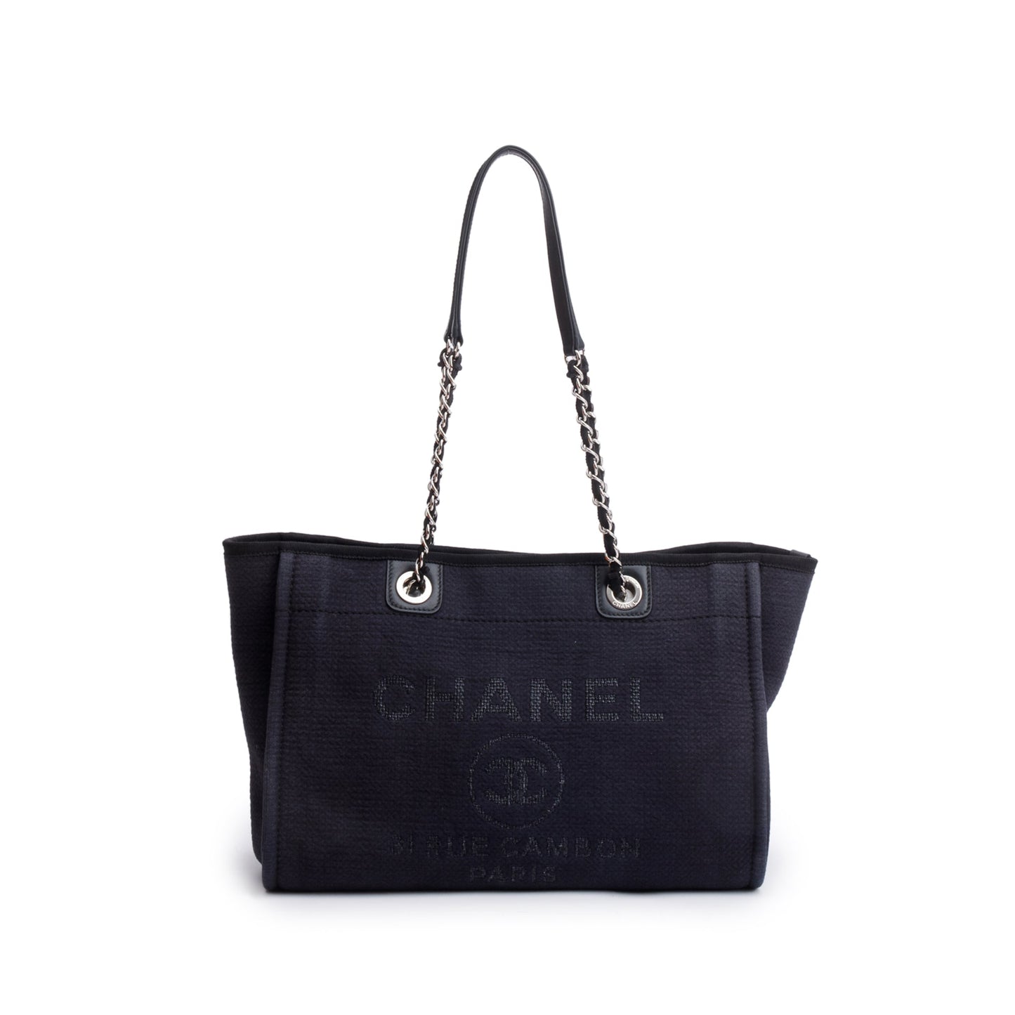 Chanel Navy Mixed Fibers Deauville Travel Bag