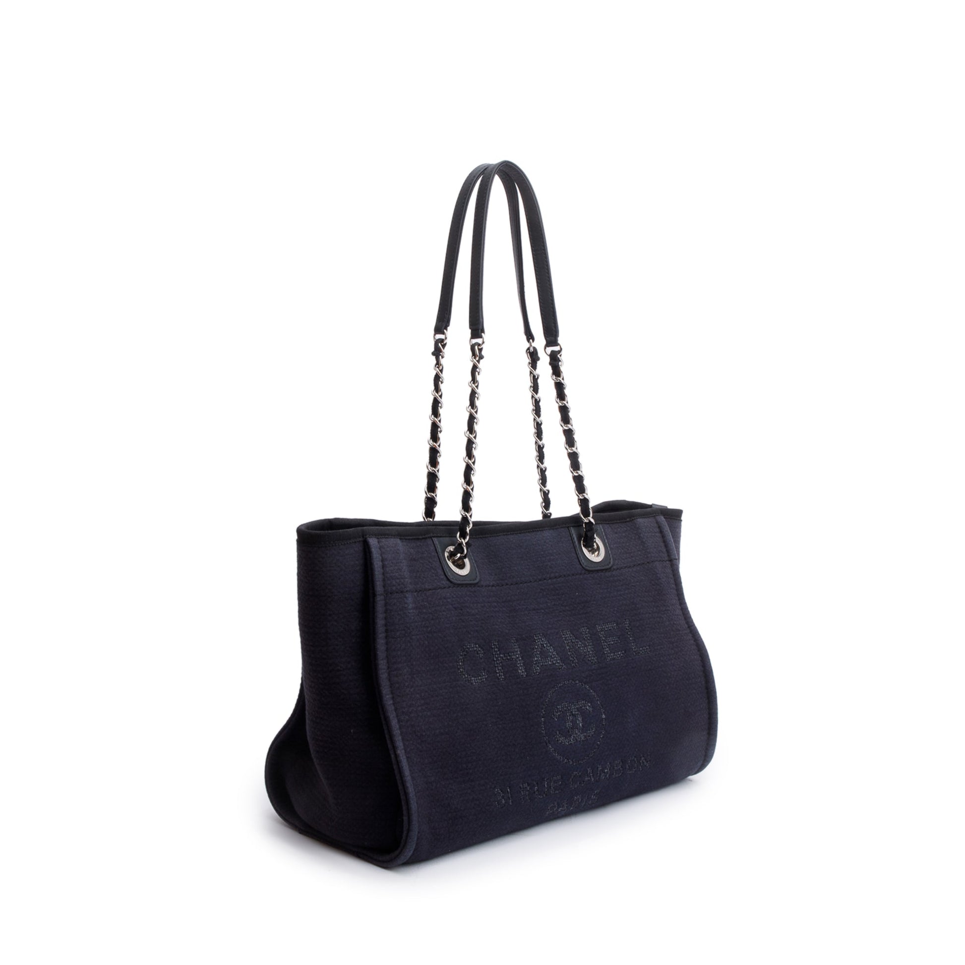 Chanel Navy Mixed Fibers Deauville Travel Bag