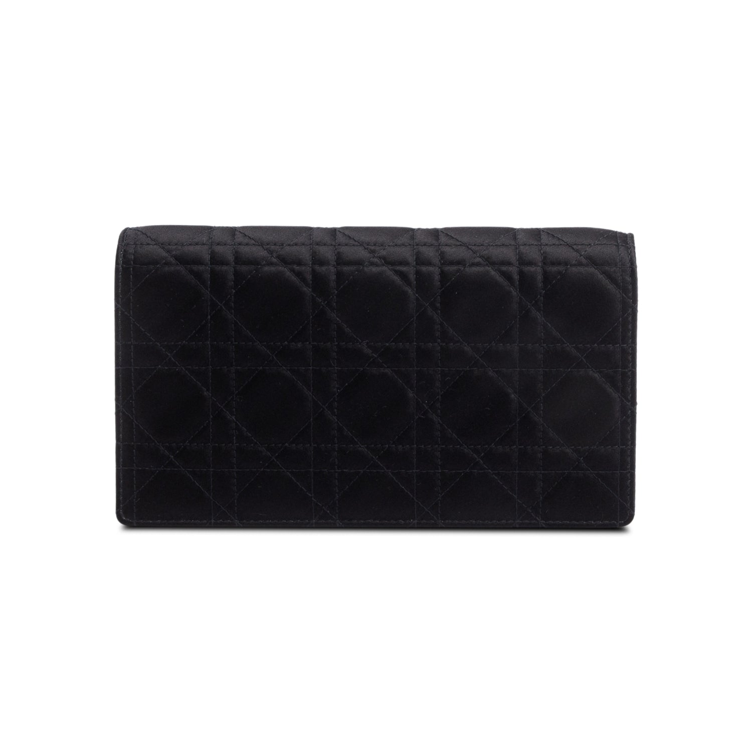 Dior Christian Cannage Lady Pouch Handbag Satin Black Travel Bag