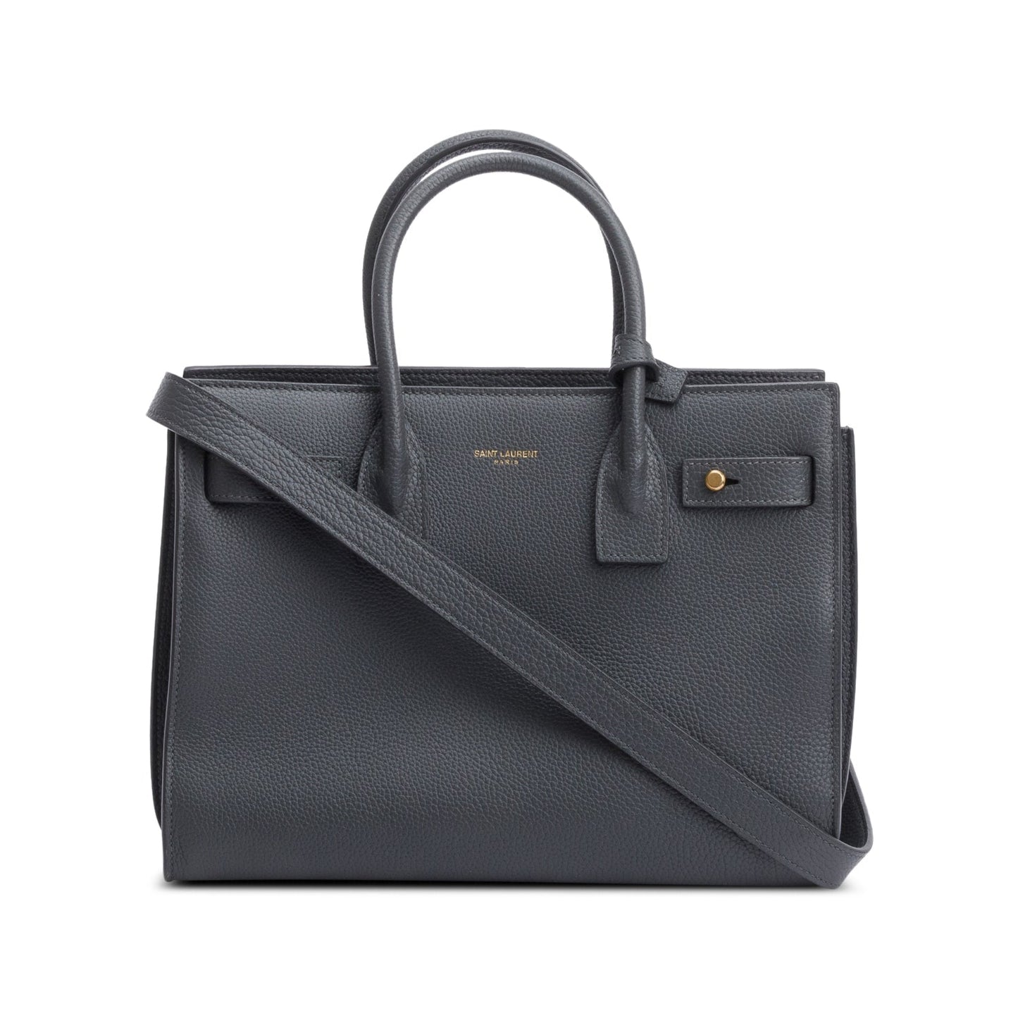 YSL Saint Laurent Grey Grained Baby Sac De Jour Travel Leather Travel Bag