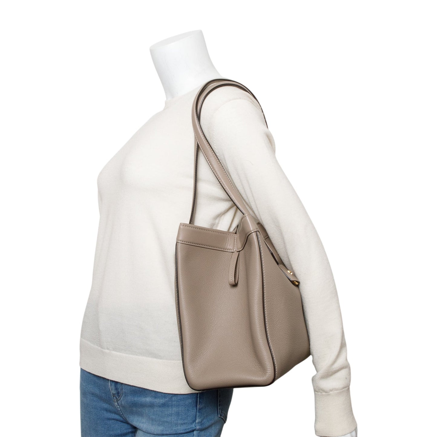 Fendi Calfskin Origami Tote Leather Beige Tote Bag