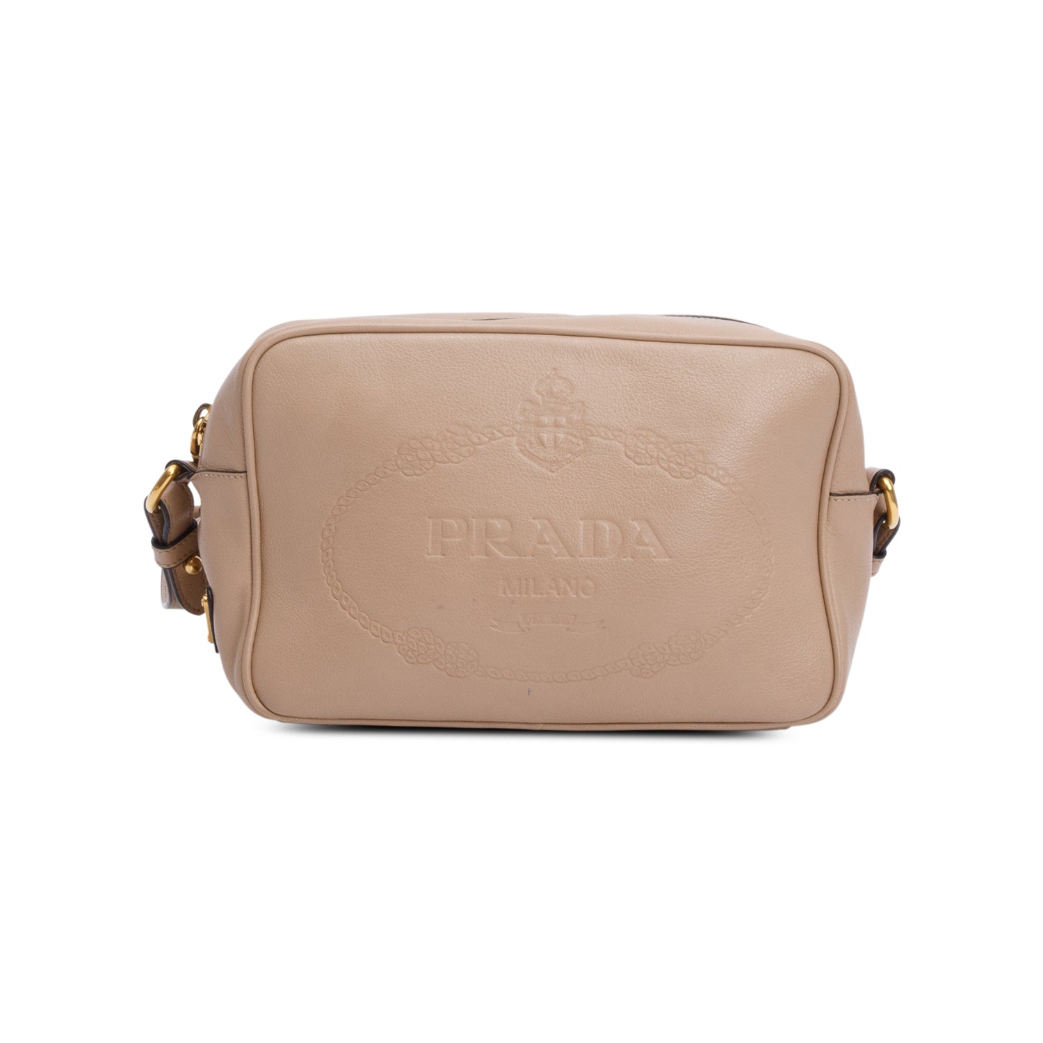 Prada Glace Calf Camera Crossbody Bag Leather Beige