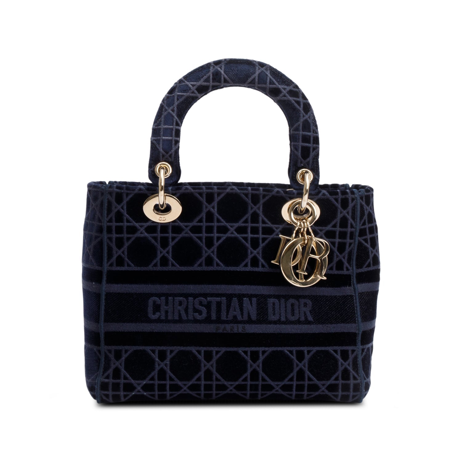 Dior Christian Navy Toile De Jouy Embroidery Lady Medium Travel Bag