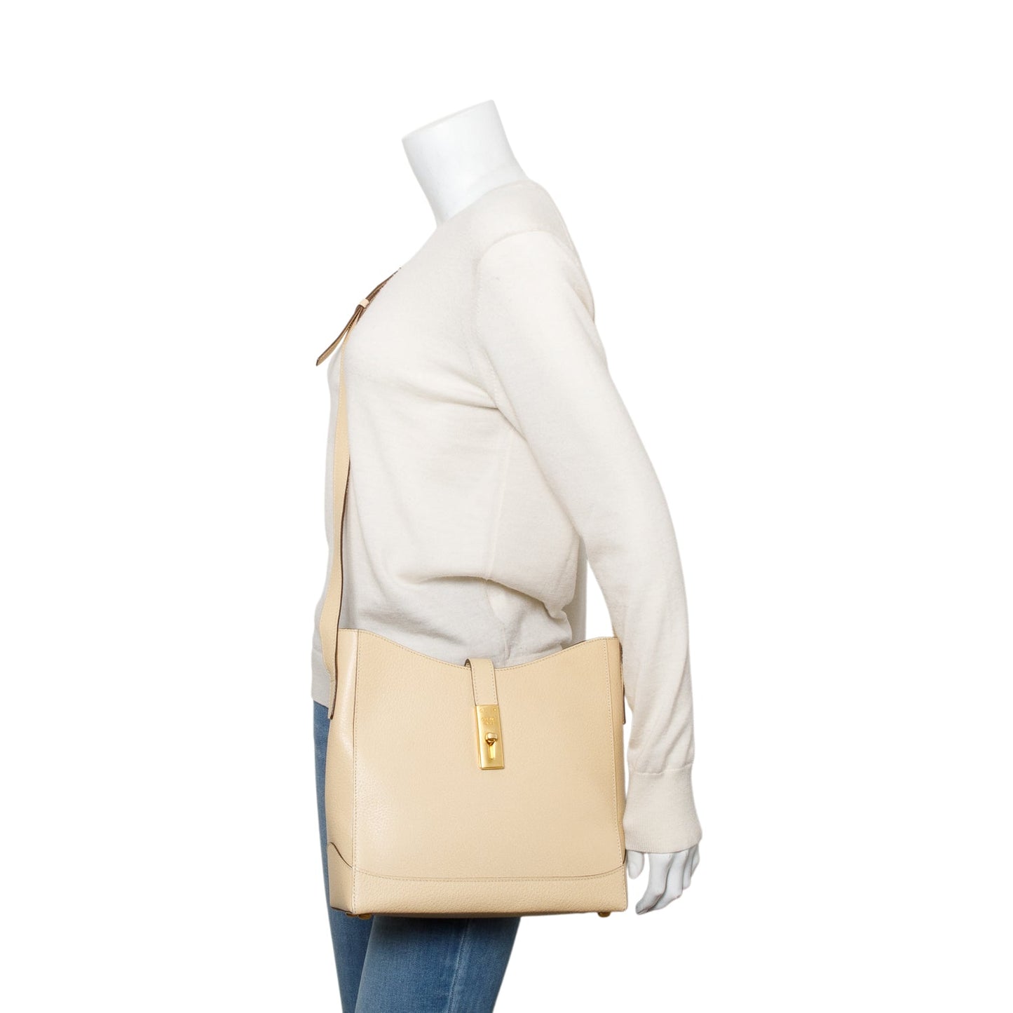 Celine Grained Camille Shoulder Bag Leather Beige