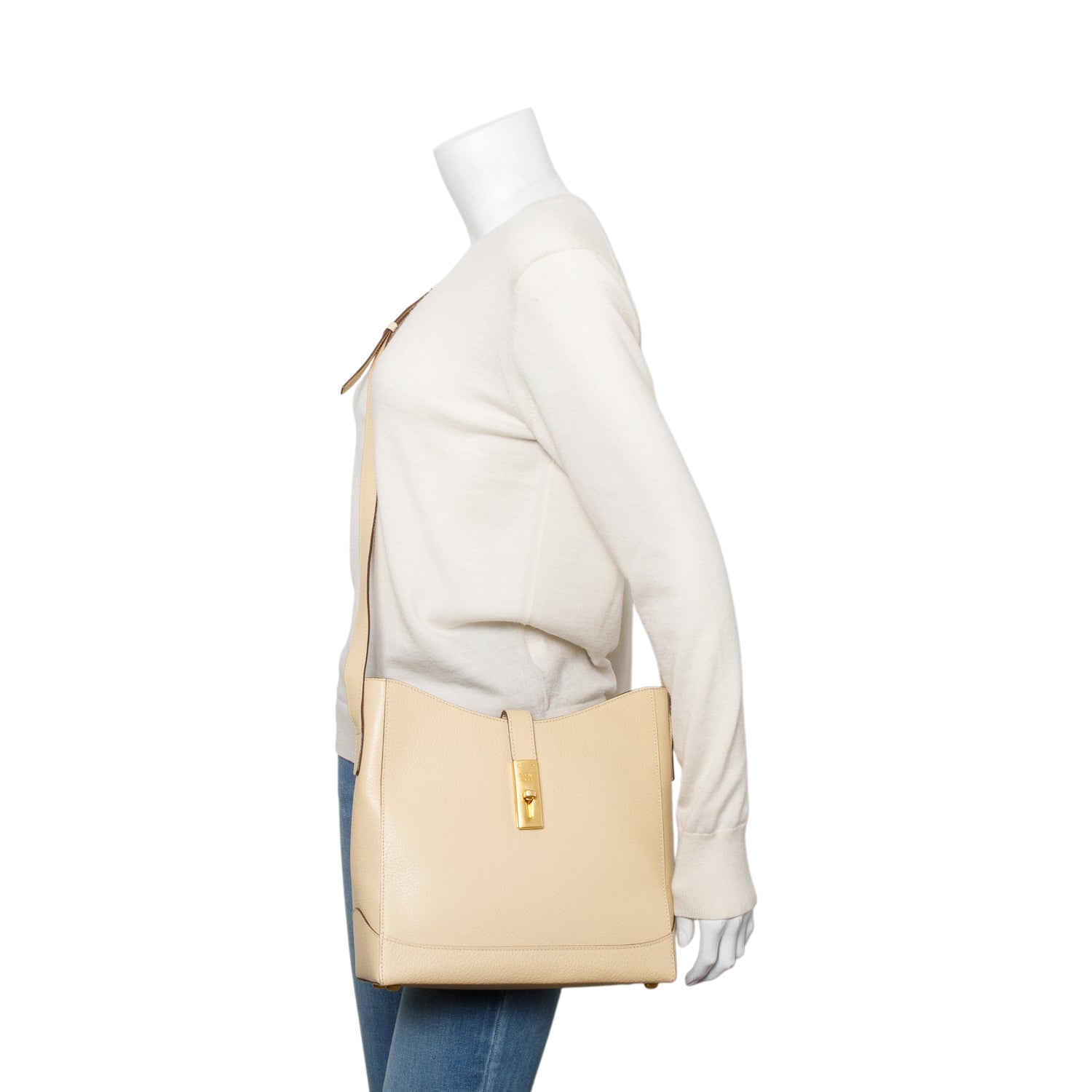 Celine Grained Camille Shoulder Bag Leather Beige