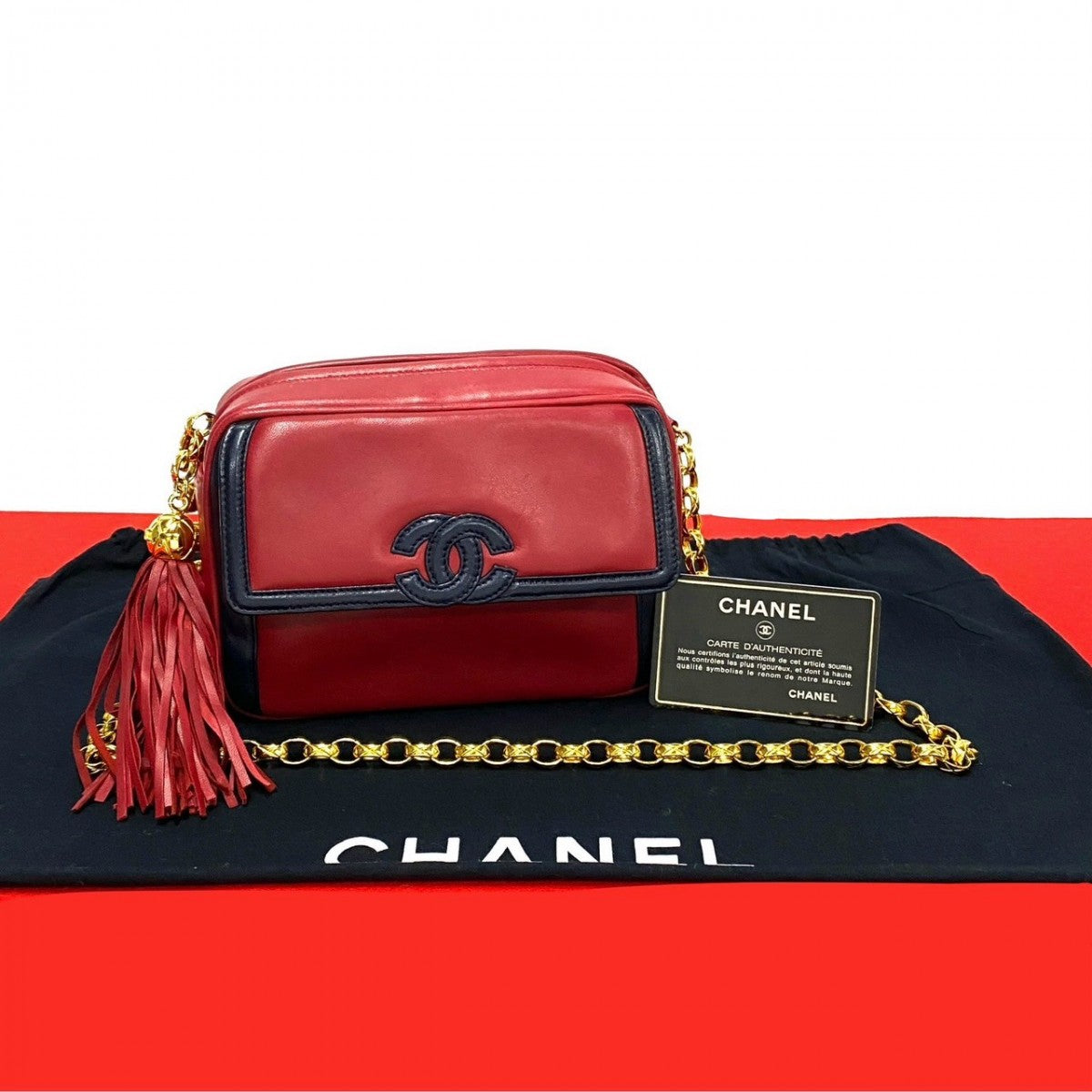 Chanel lambskin COCO Mark Red Shoulder Bag