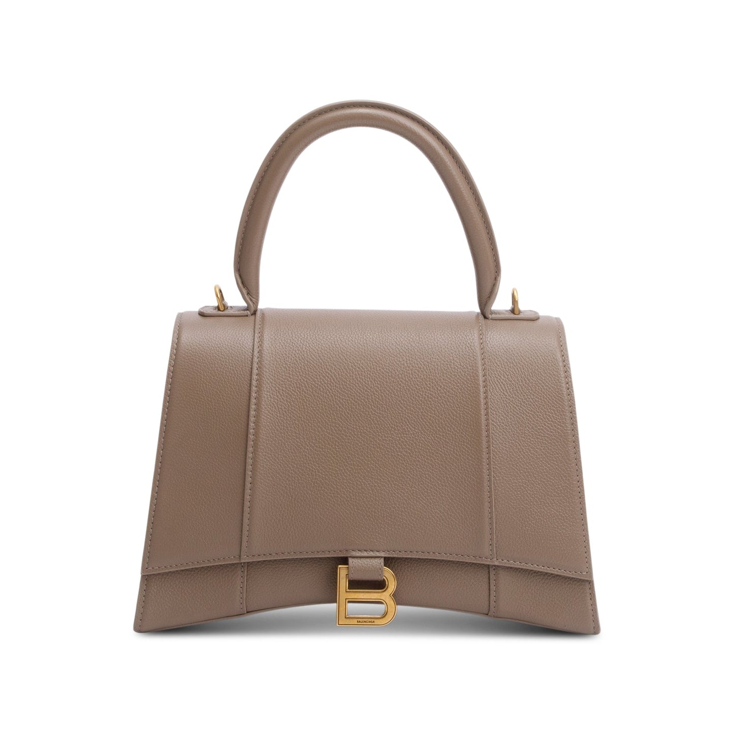 Balenciaga Grained Hourglass Top Handle Bag Leather Beige Travel Bag