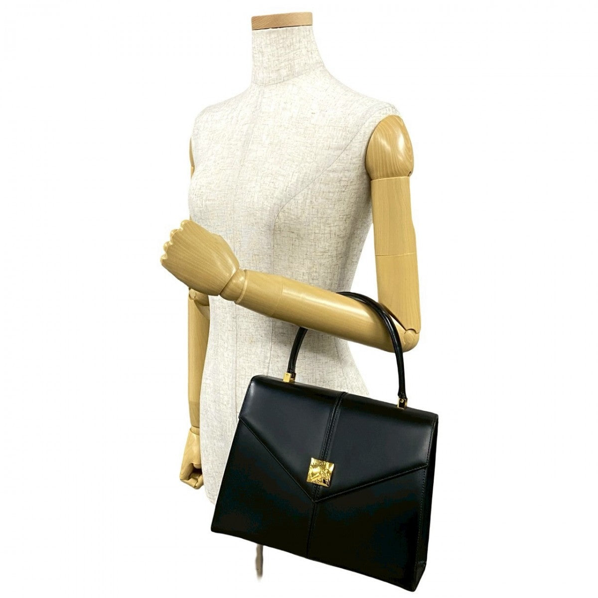 YSL Saint Laurent Handbag Logometal Women Leather Black Travel Bag