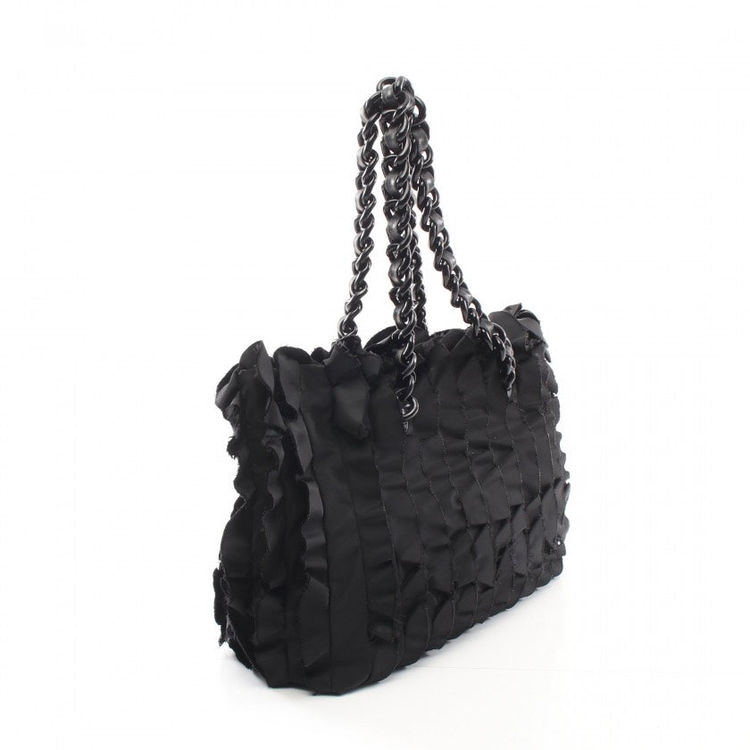 Prada Origami Tote Bag Nylon Black Chain