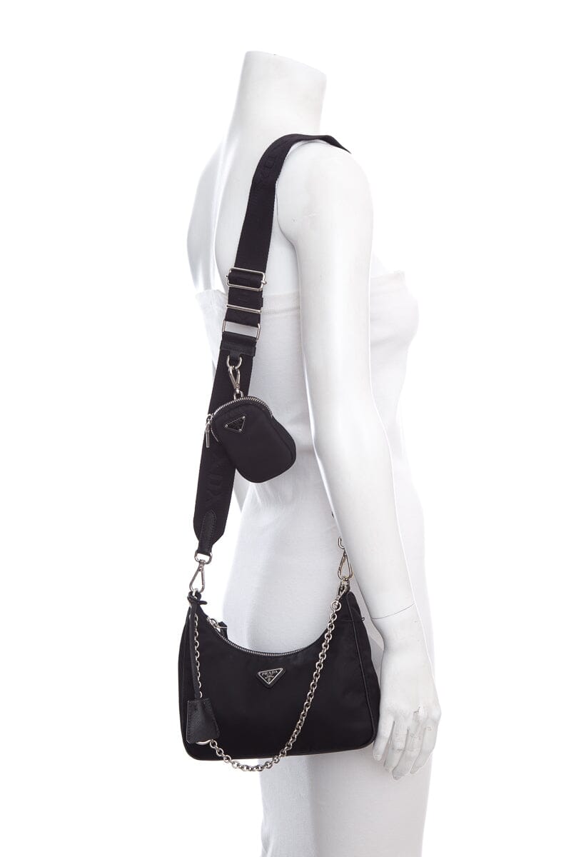 Prada Re Edition Tessuto Hobo Handbag Black Shoulder Bag