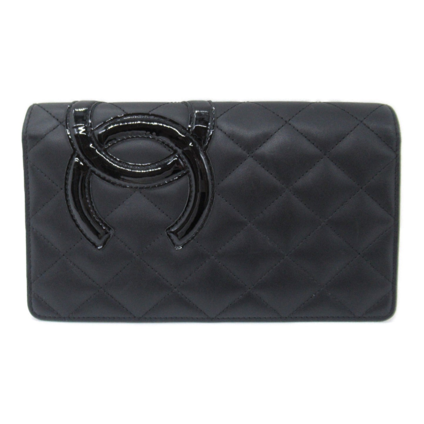 CHANEL Combon Line ZIP Long Wallet Two Fold Wallet Wallet Leather Emmeline  Black / Black ??