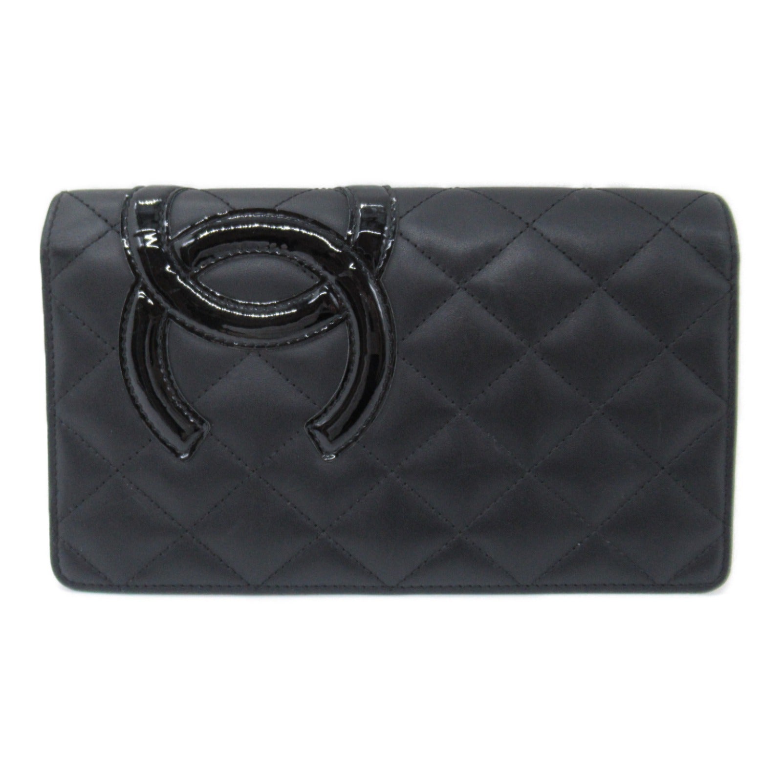 CHANEL Combon Line ZIP Long Wallet Two Fold Wallet Wallet Leather Emmeline  Black / Black ??