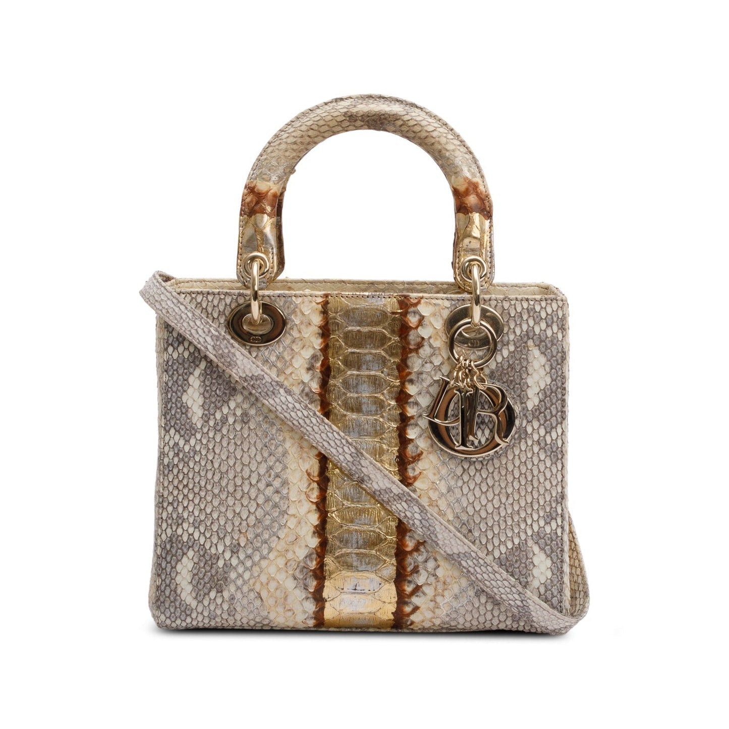 Dior Christian Royal Python Lady Bag Gold Medium Travel Bag