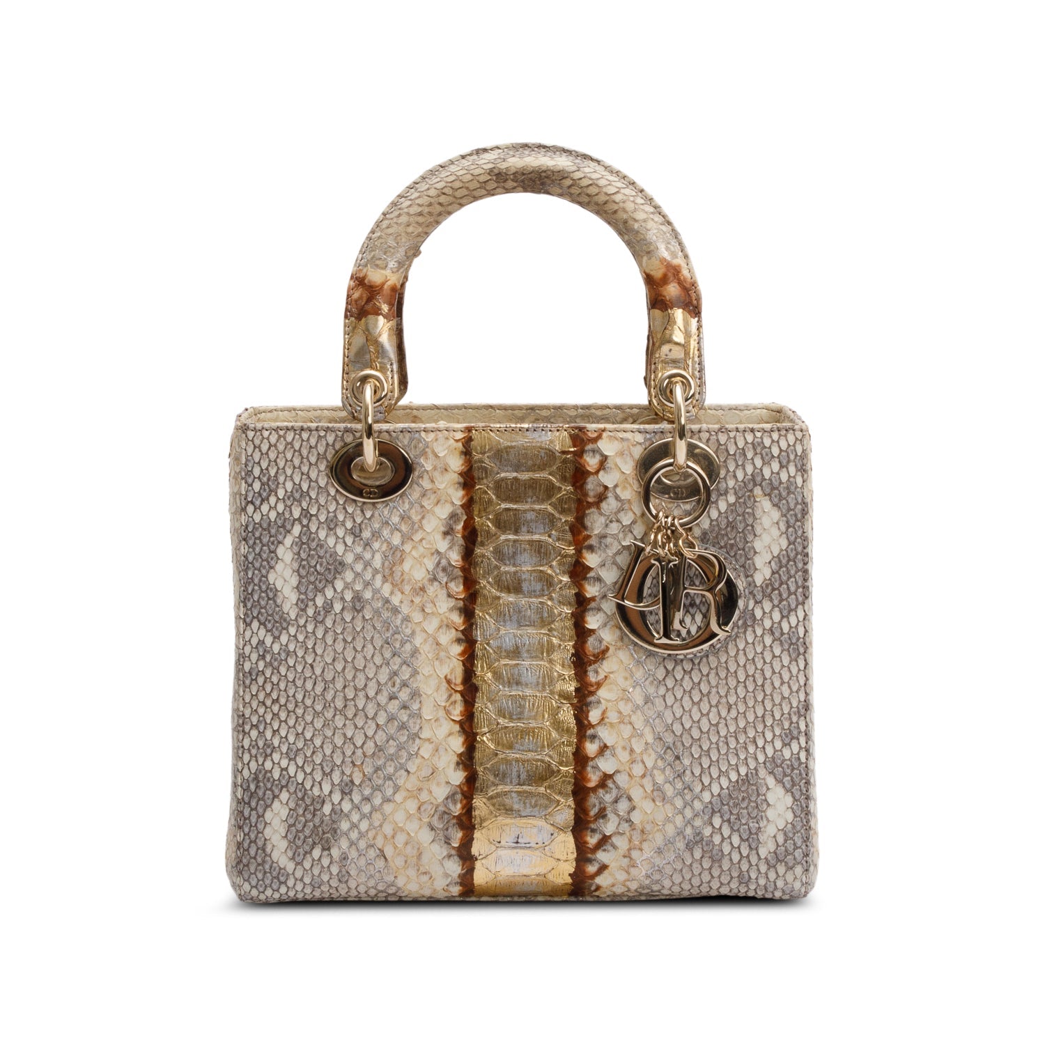 Dior Christian Royal Python Lady Bag Gold Medium Travel Bag