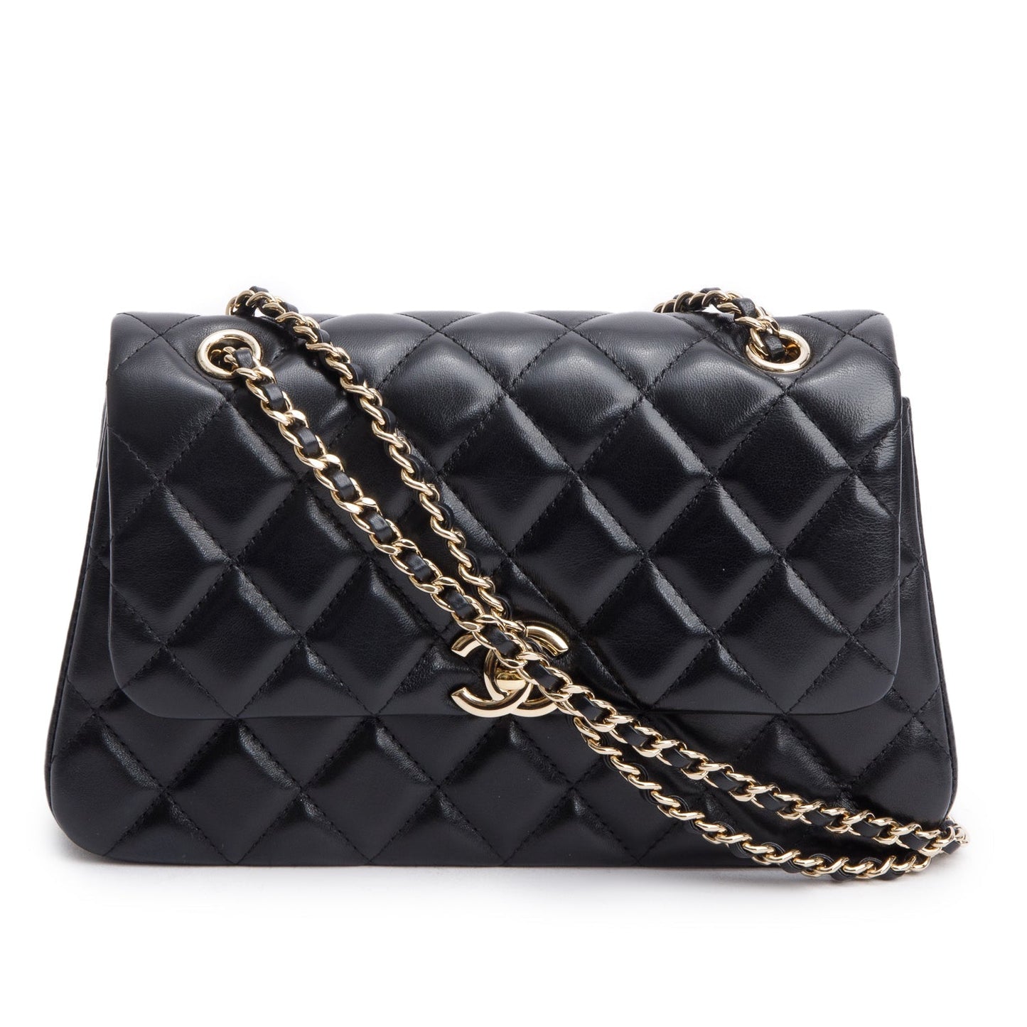 Chanel Quilted Flap Leather Lambskin Black Travel Bag