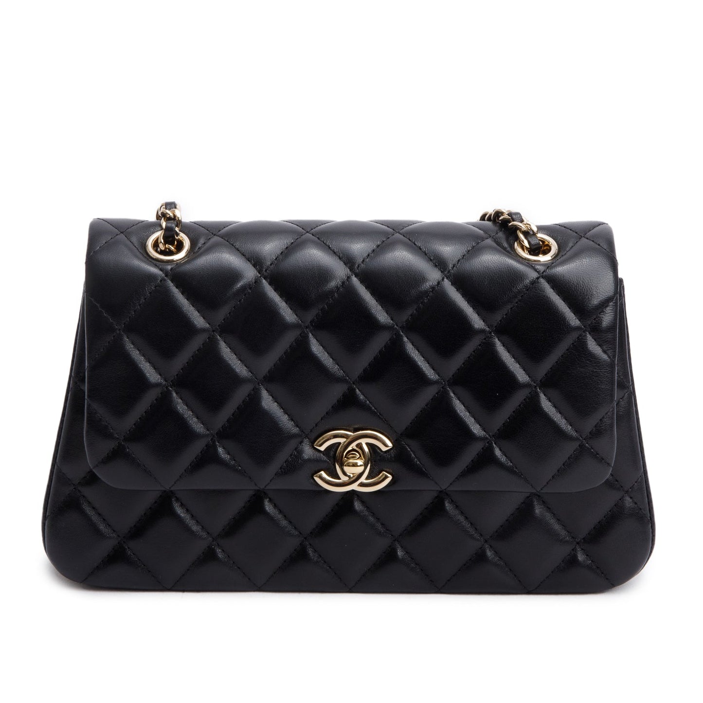 Chanel Quilted Flap Leather Lambskin Black Travel Bag