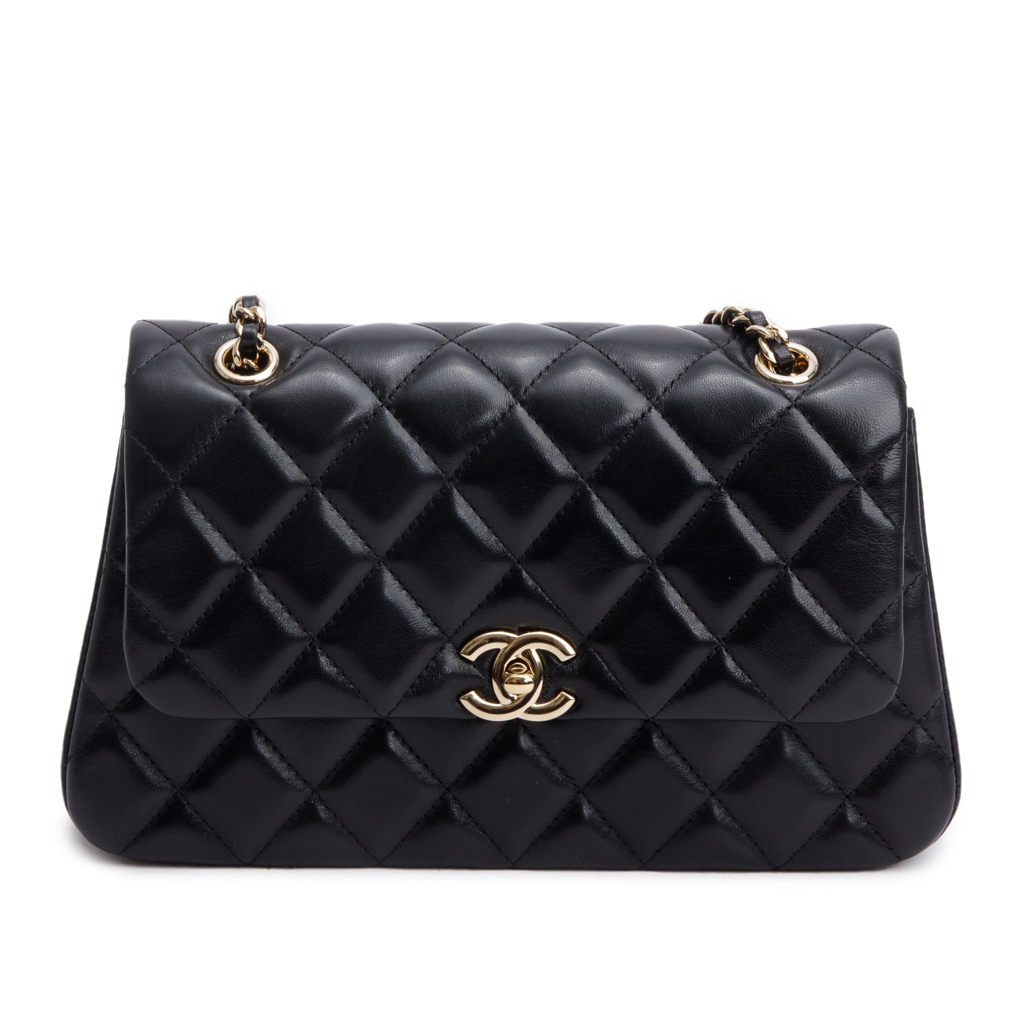 Chanel Quilted Flap Leather Lambskin Black Travel Bag