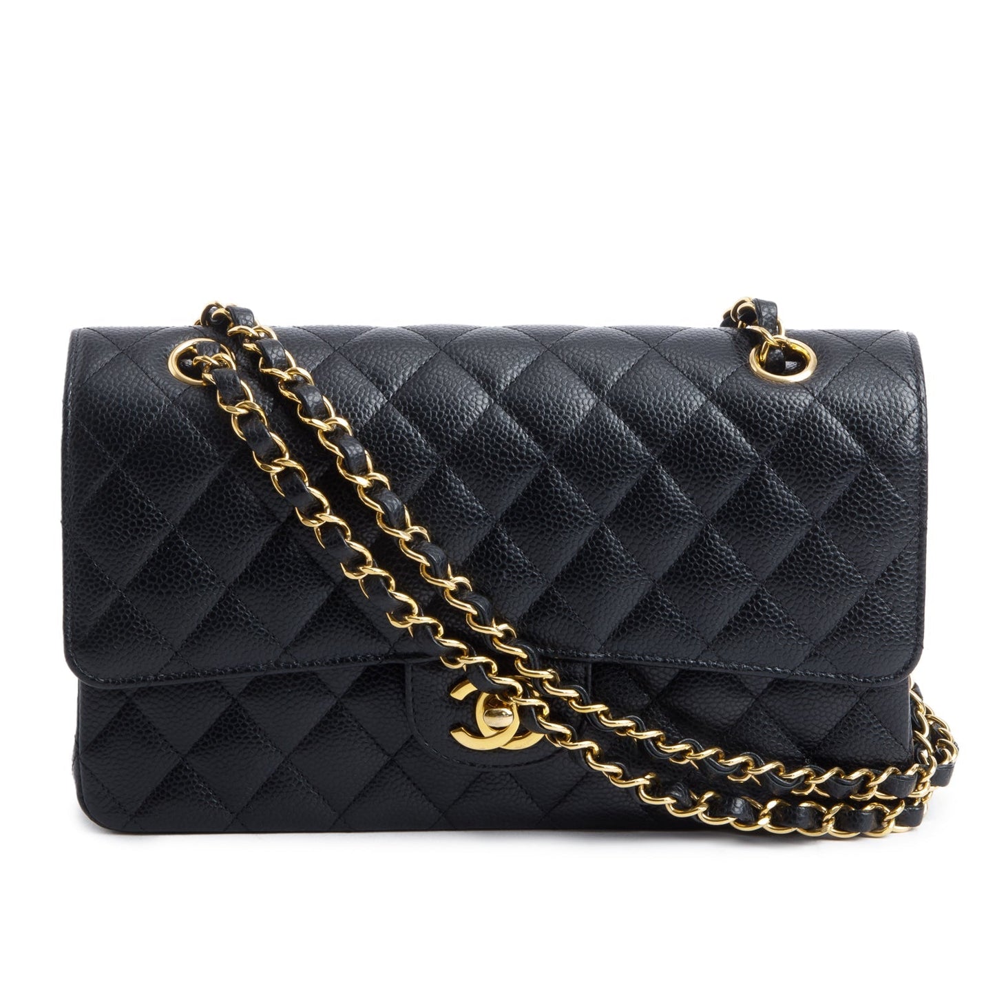 Chanel Quilted Caviar Classic Double Flap Leather Black Travel Bag 7