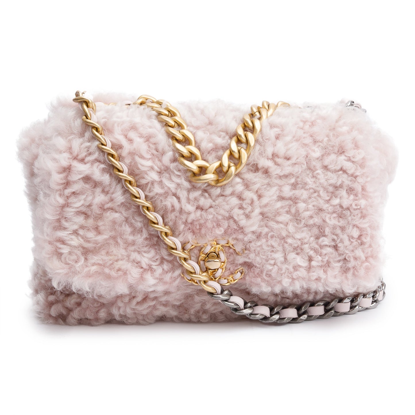Chanel Shearling 19 Flap Pink Travel Bag