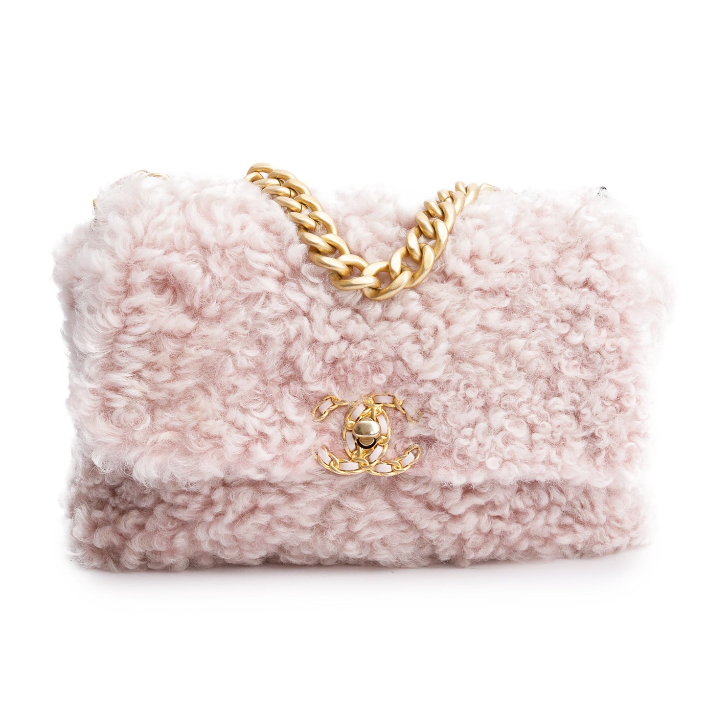 Chanel Shearling 19 Flap Pink Travel Bag