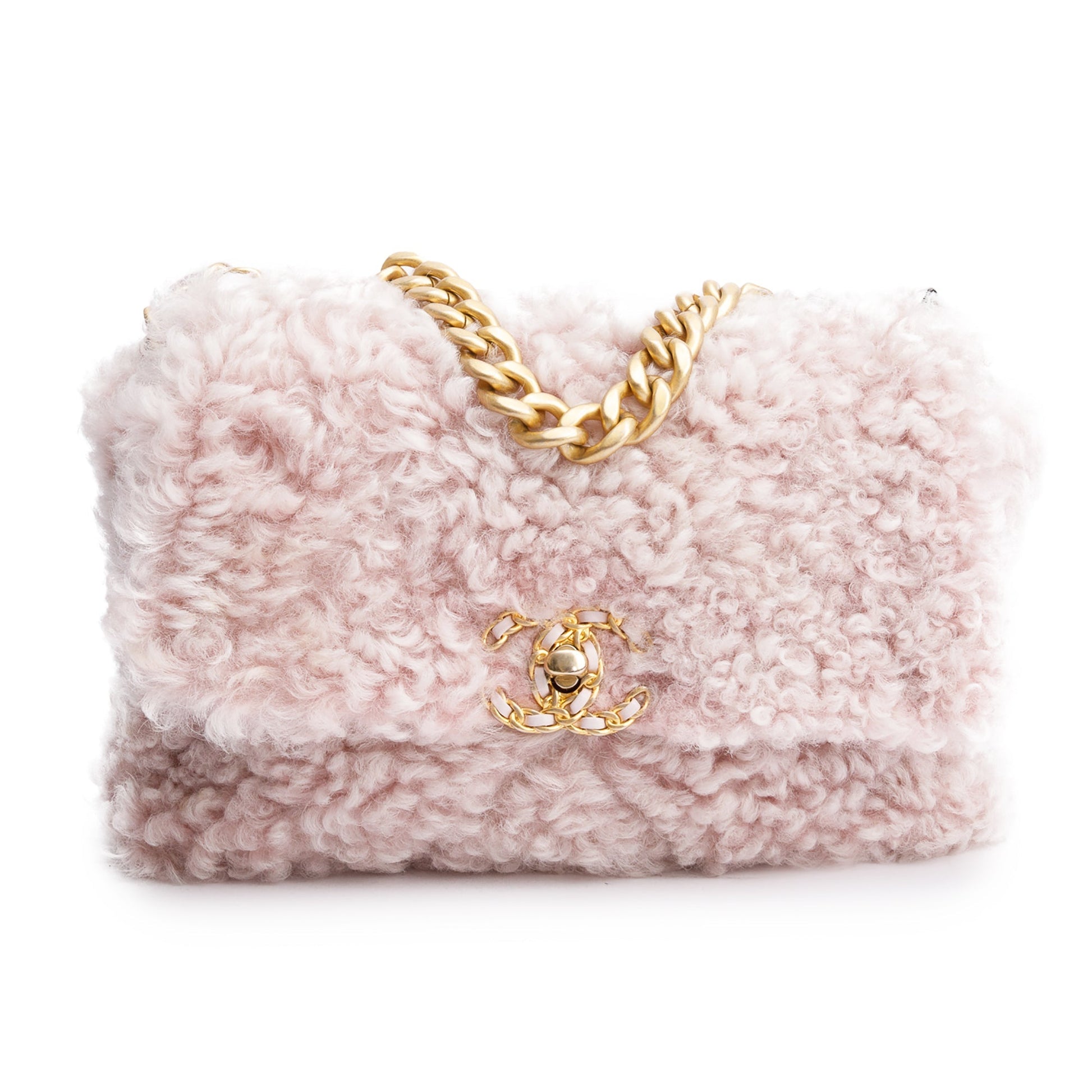 Chanel Shearling 19 Flap Pink Travel Bag