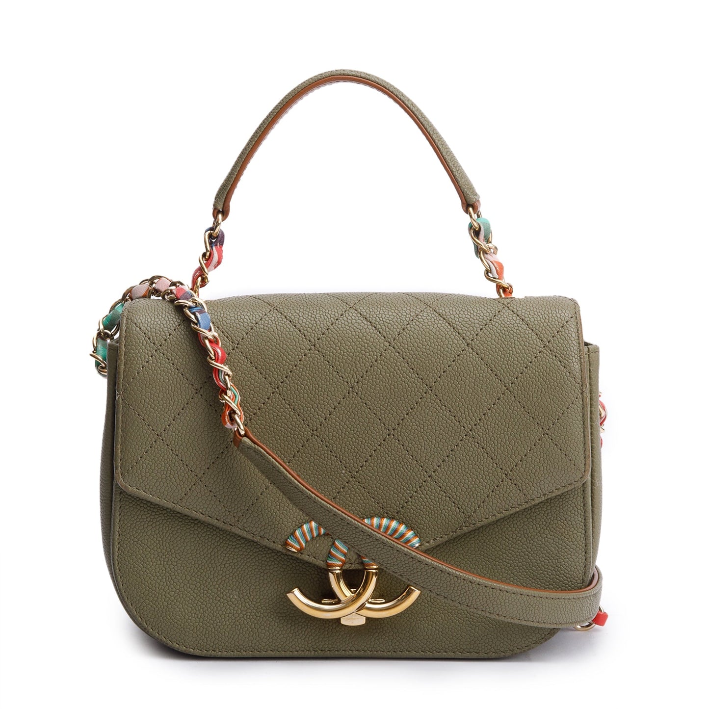 Chanel Caviar Paris-Cuba Thread Around Flap Green Travel Bag
