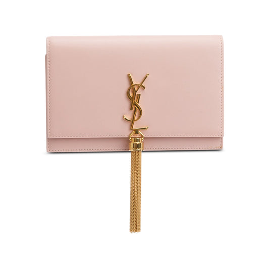 YSL Saint Laurent Calfskin Kate Tassel Wallet On Without Strap Leather Pink Crossbody Bag