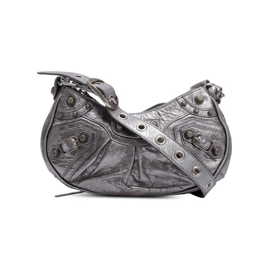 Balenciaga Metallic Calfskin Le Cagole Xs Shoulder Bag Silver