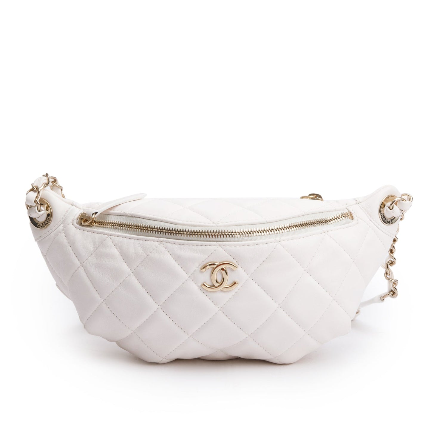 Chanel Quilted Belt Leather Calfskin White