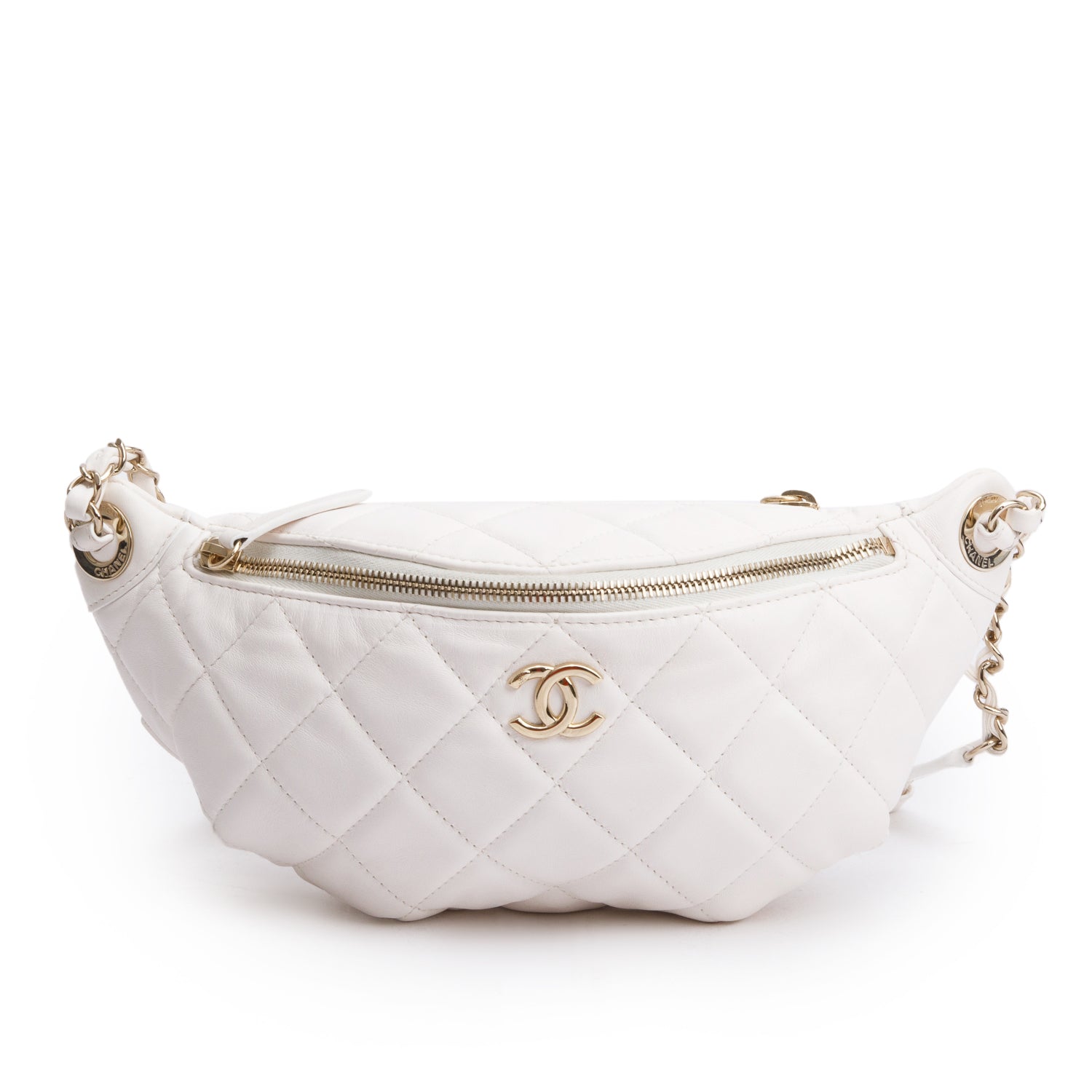 Chanel Quilted Belt Leather Calfskin White