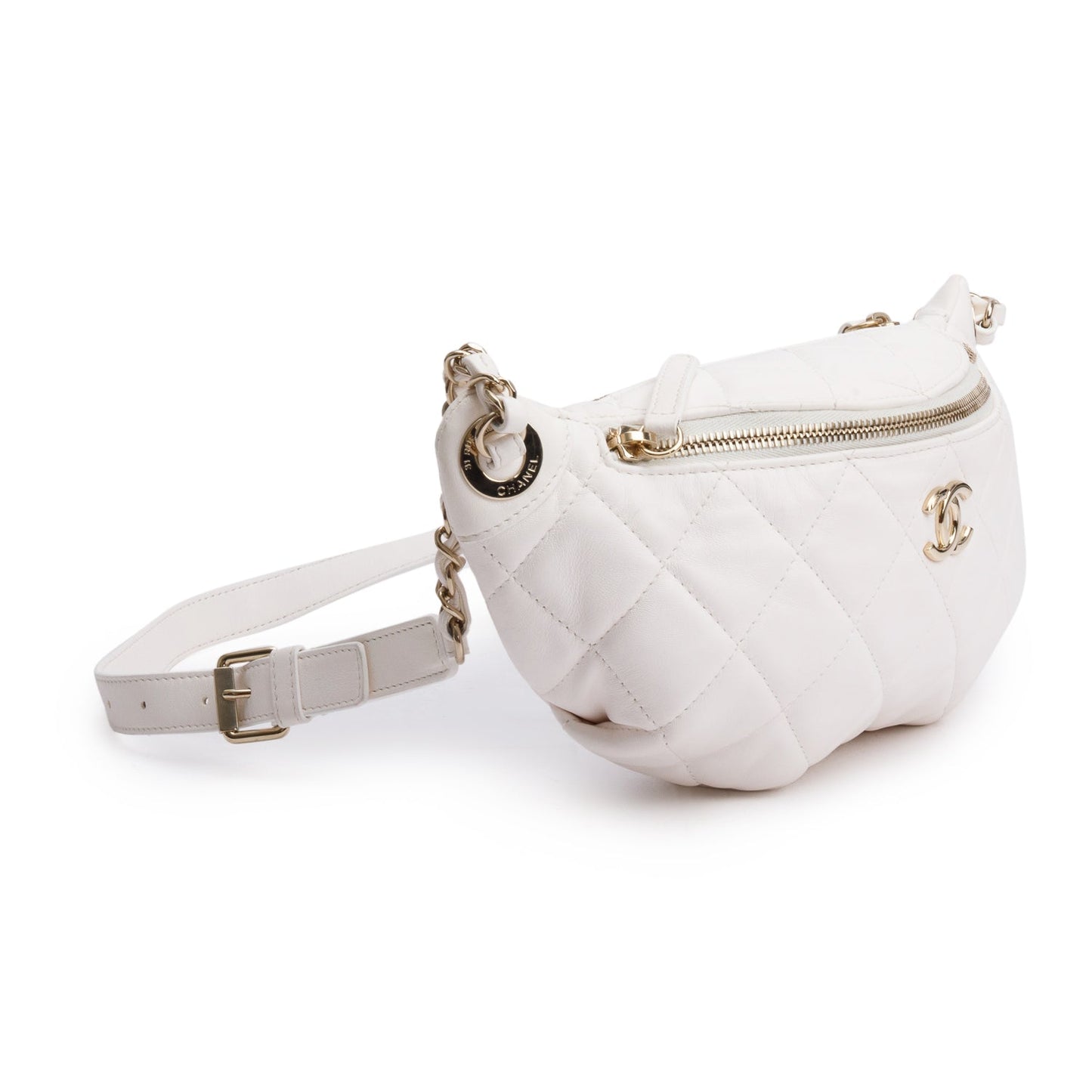 Chanel Quilted Belt Leather Calfskin White