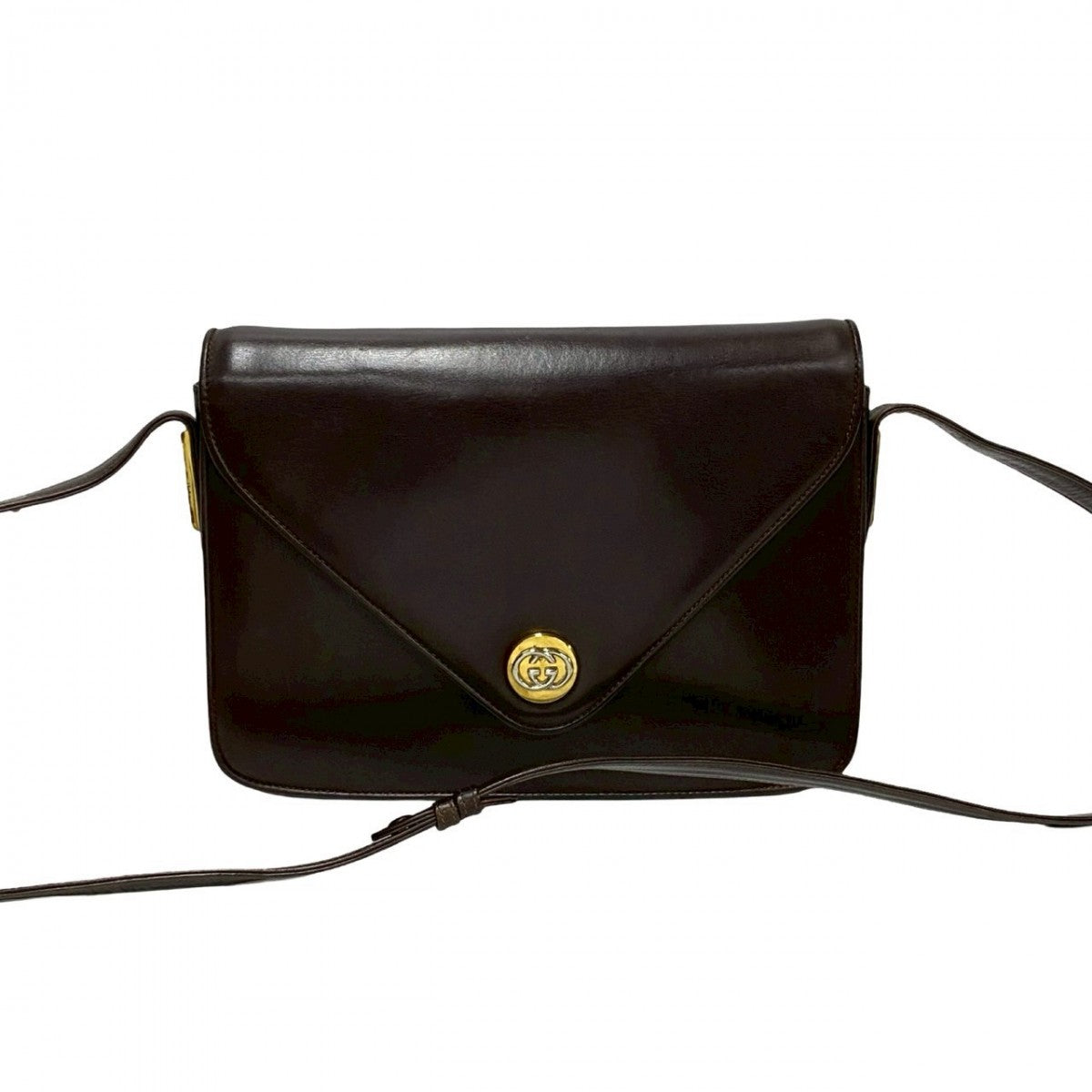 Gucci GG Leather Brown Logo Shoulder Bag