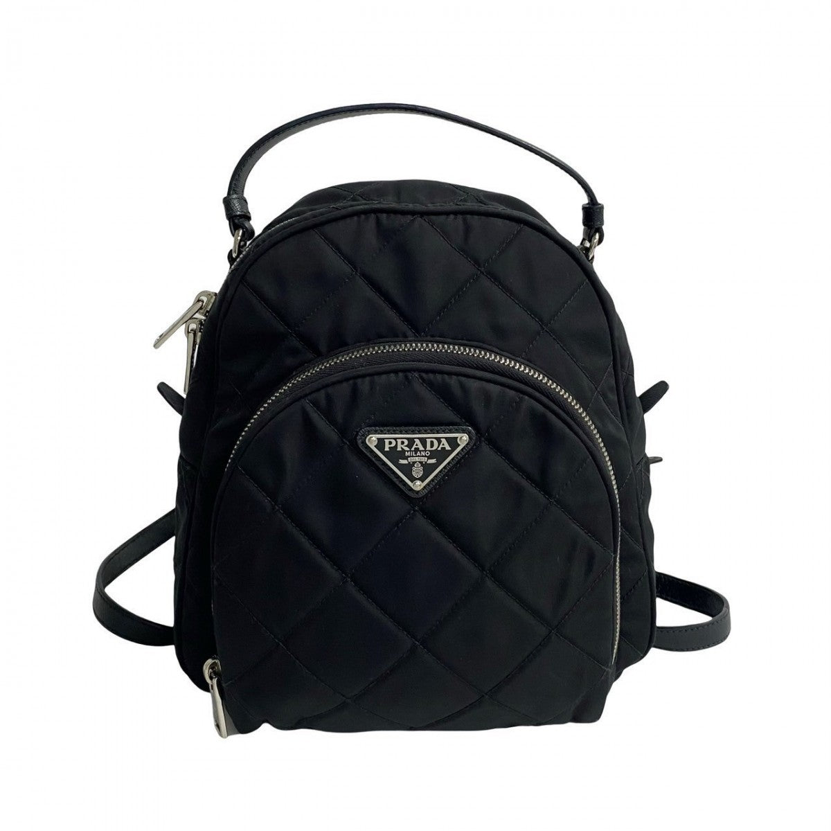 Backpack , Triangle Logo Metal Women Handbag Leather Nylon