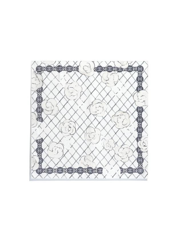 Camellia Square Silk Scarf White Chanel